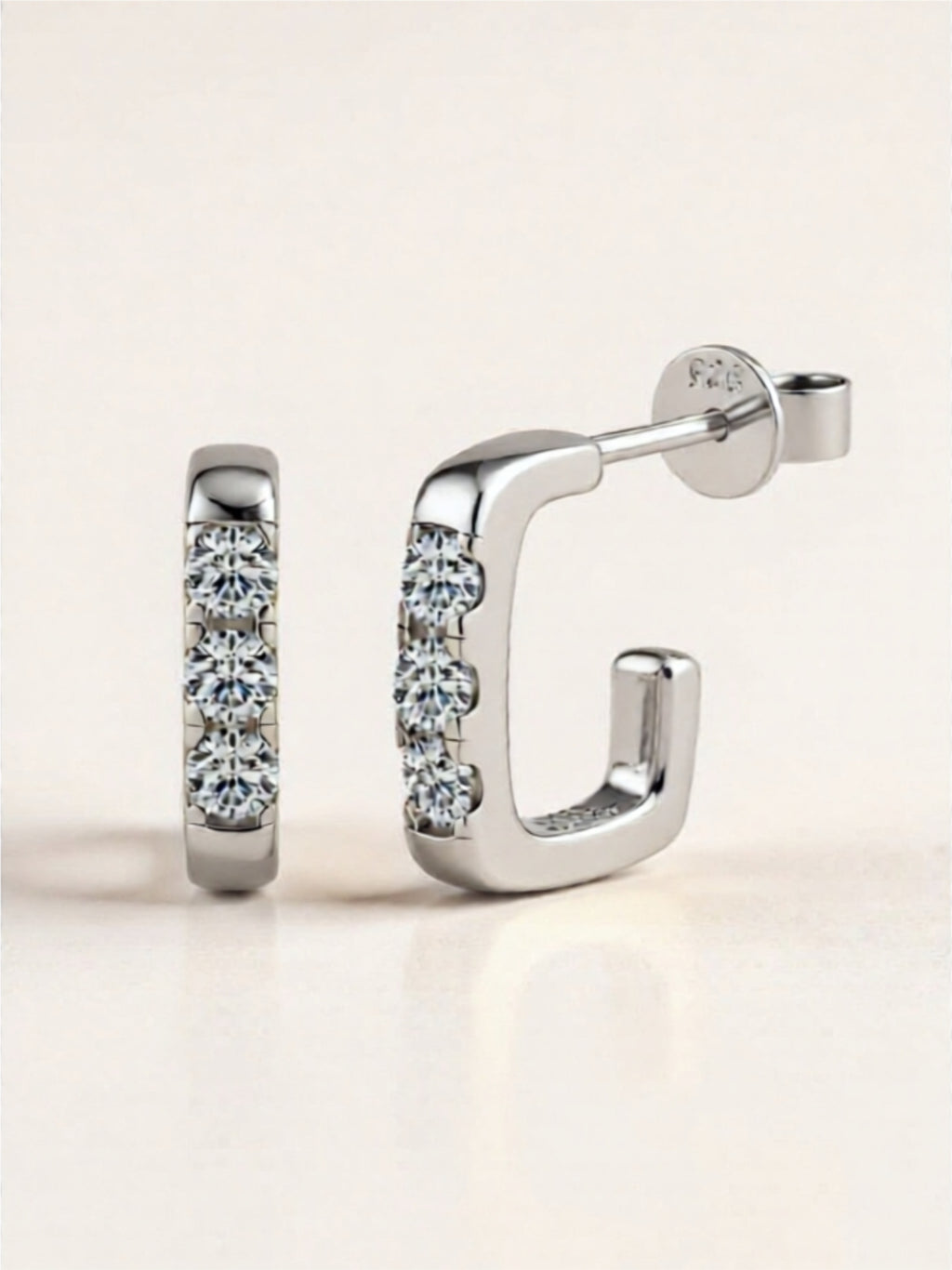 Moissanite 925 Sterling Silver Huggie Earrings