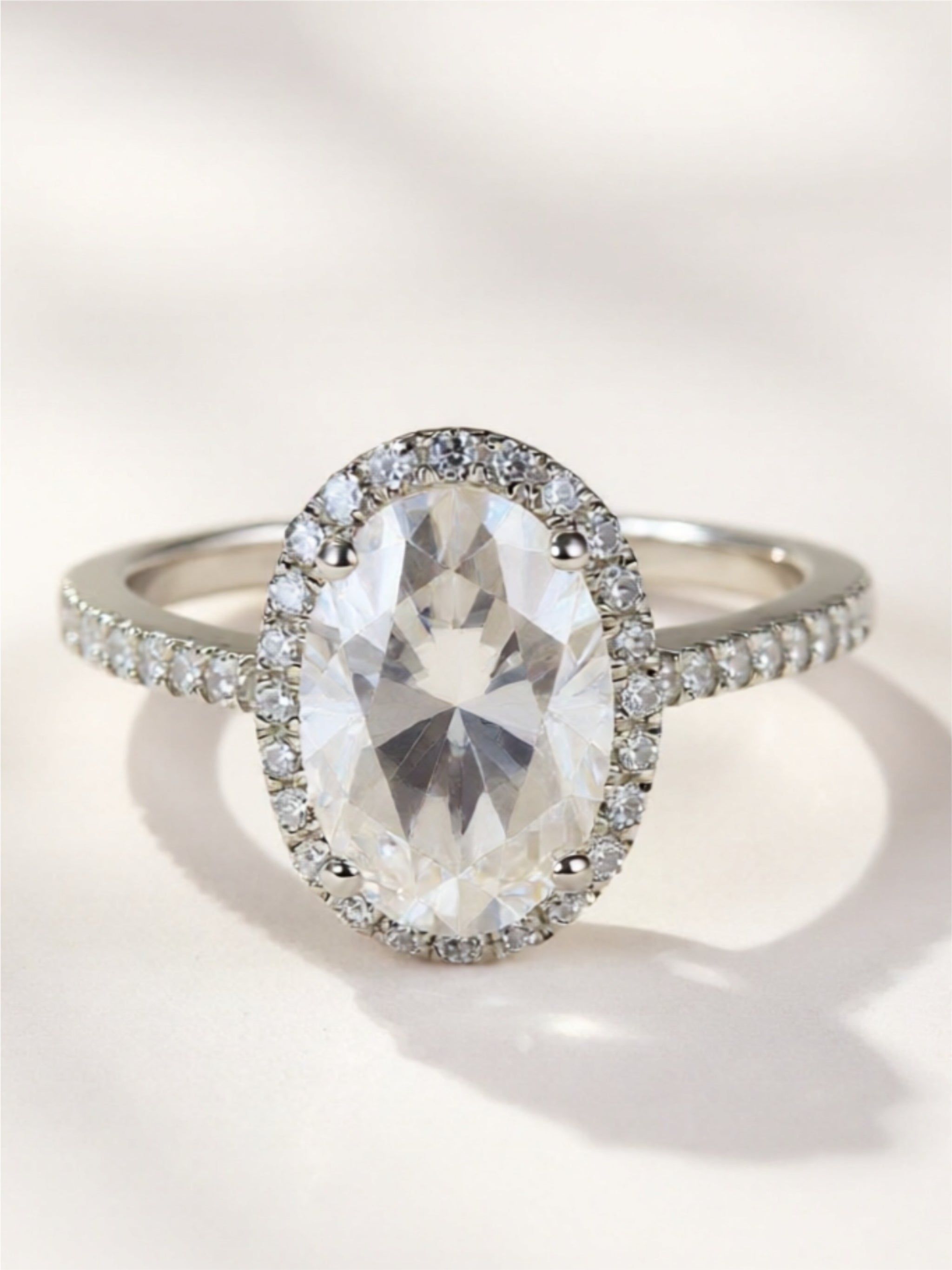 4.5 Carat Moissanite 925 Sterling Silver Halo Ring