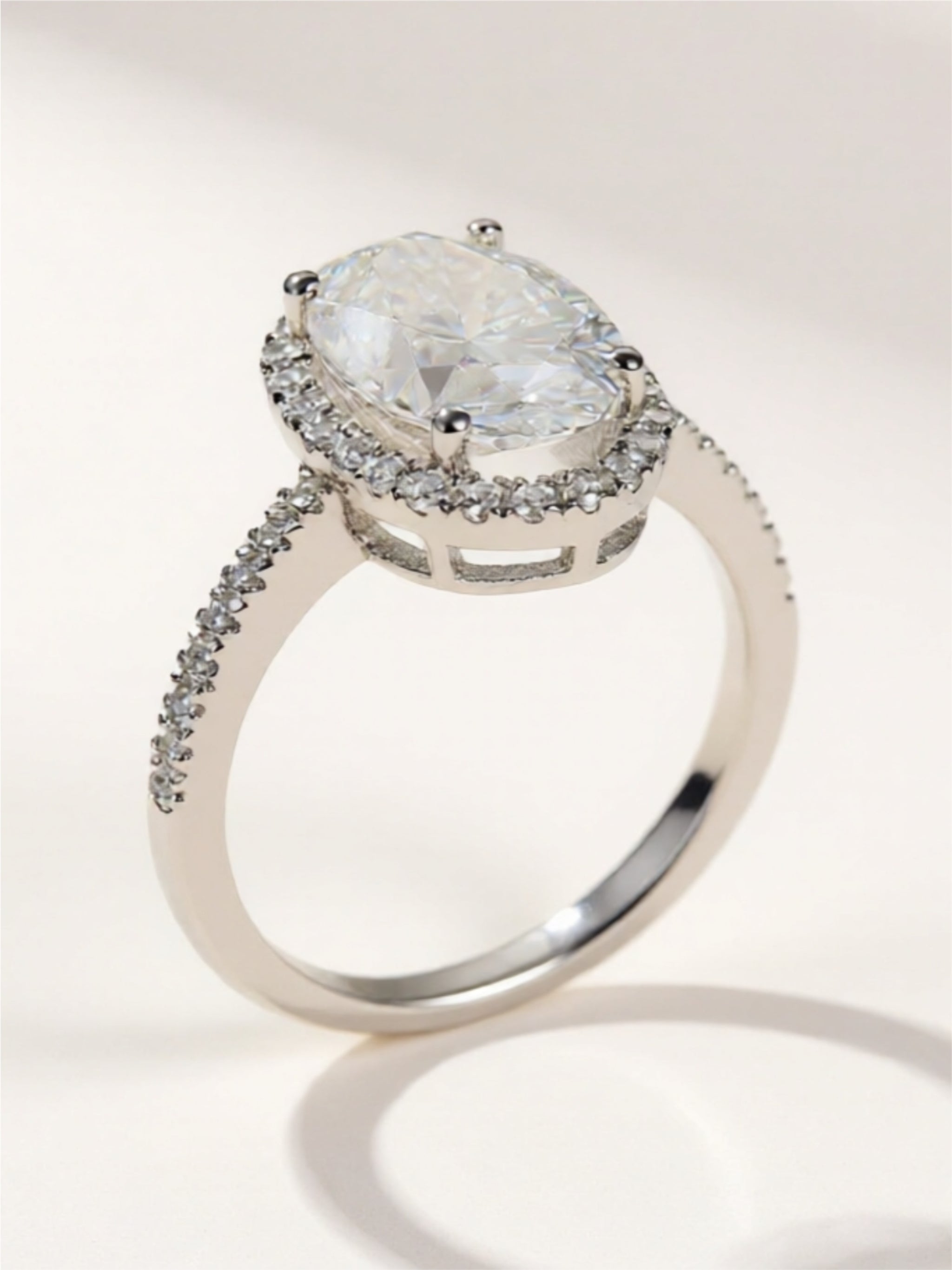 4.5 Carat Moissanite 925 Sterling Silver Halo Ring