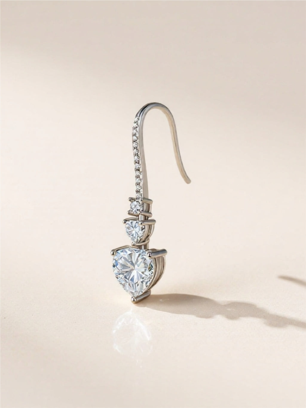 5 Carat 925 Sterling Silver Moissanite Heart Drop Earrings