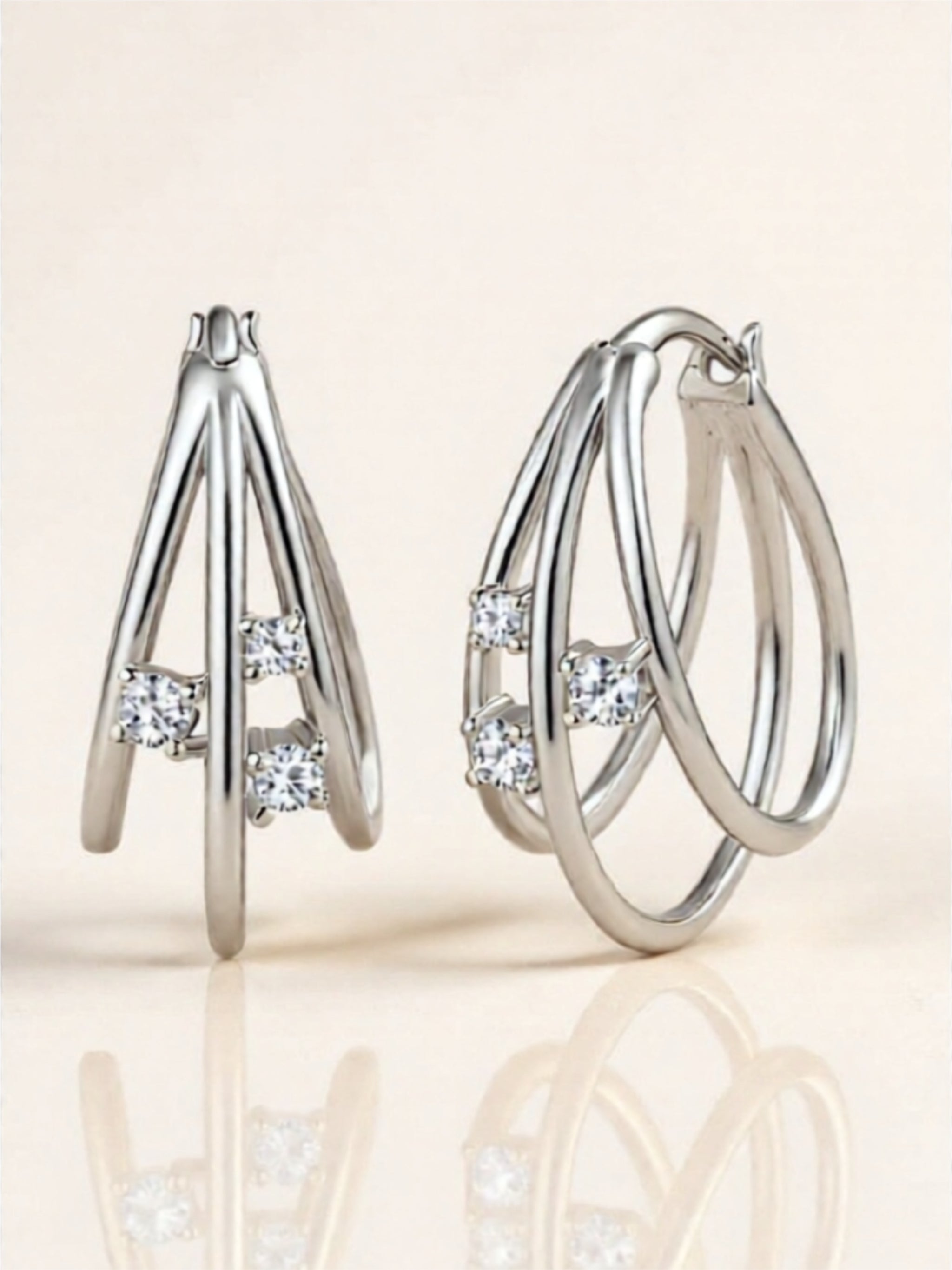 Moissanite 925 Sterling Silver Layered Earrings
