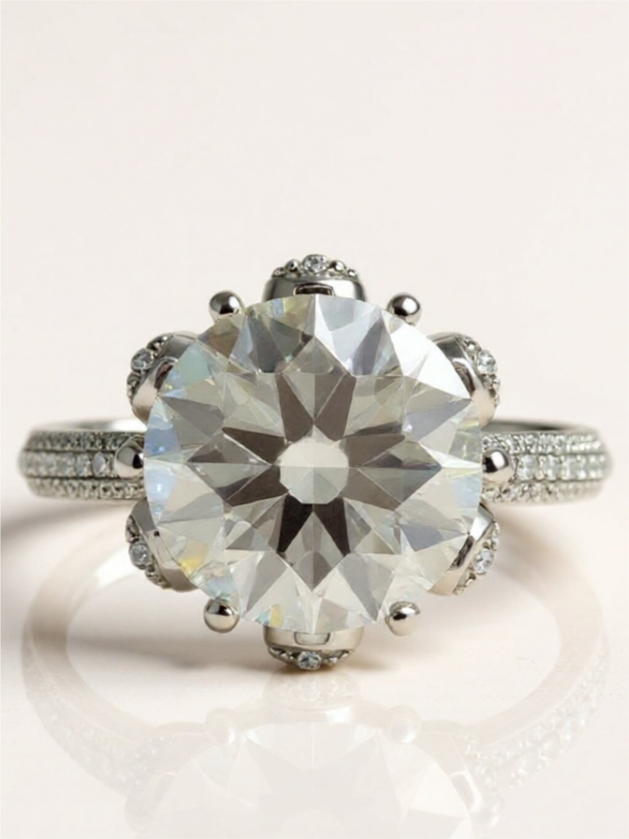 5 Carat Moissanite Side Stone 925 Sterling Silver Ring