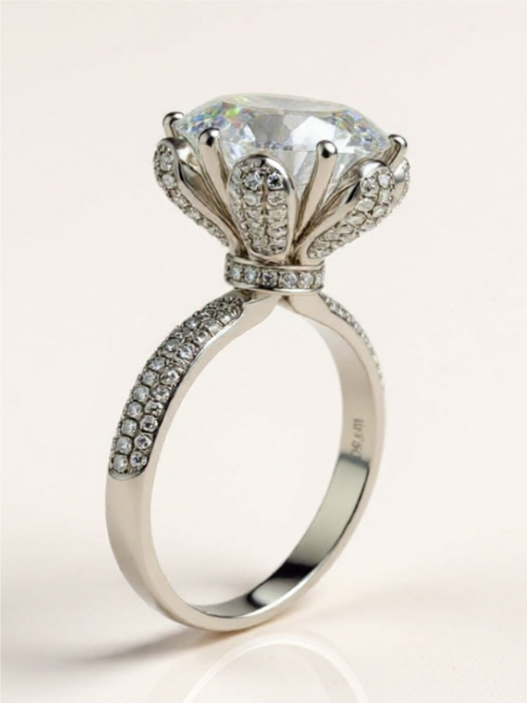 5 Carat Moissanite Side Stone 925 Sterling Silver Ring