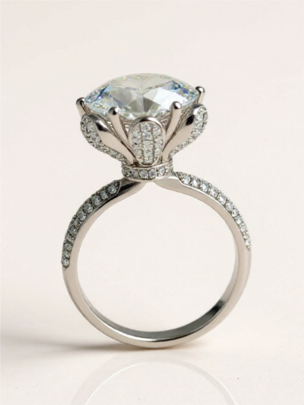 5 Carat Moissanite Side Stone 925 Sterling Silver Ring