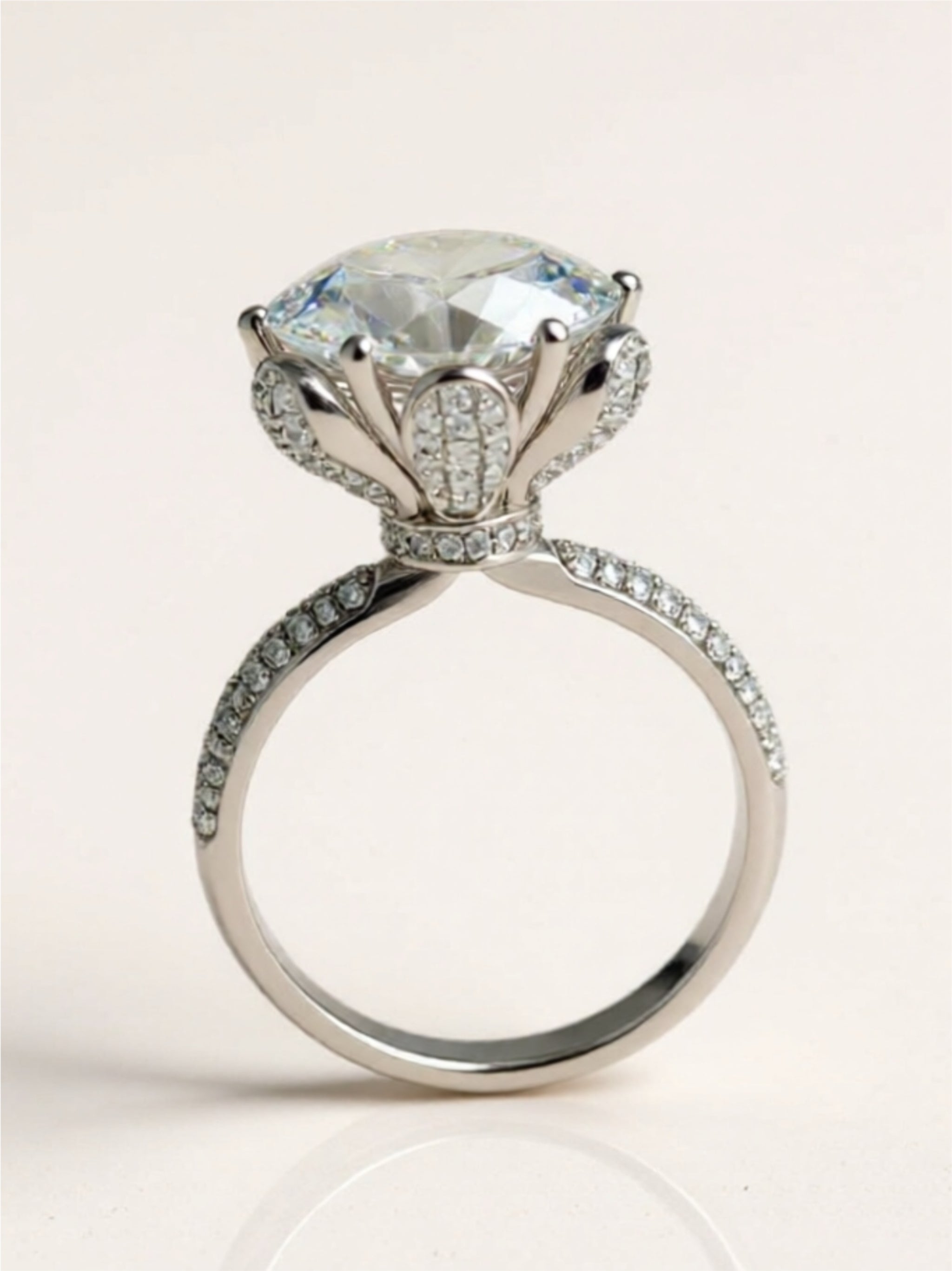 5 Carat Moissanite Side Stone 925 Sterling Silver Ring