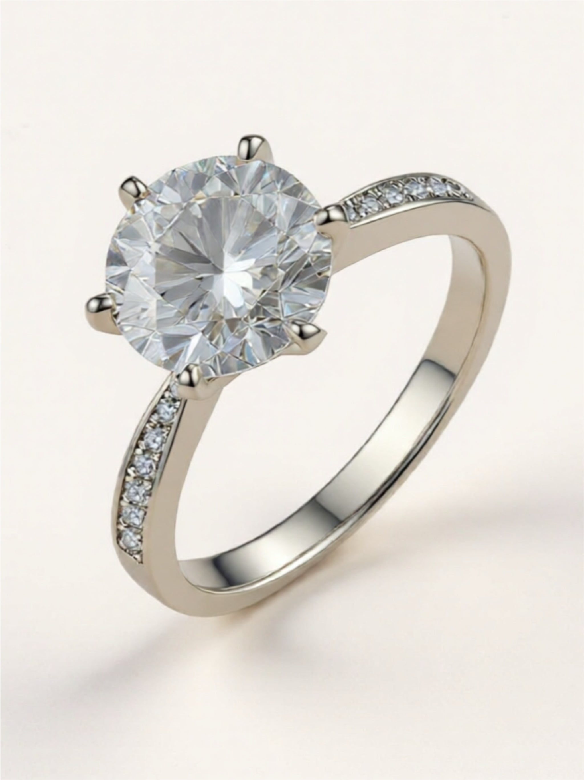3 Carat Moissanite Side Stone 925 Sterling Silver Ring
