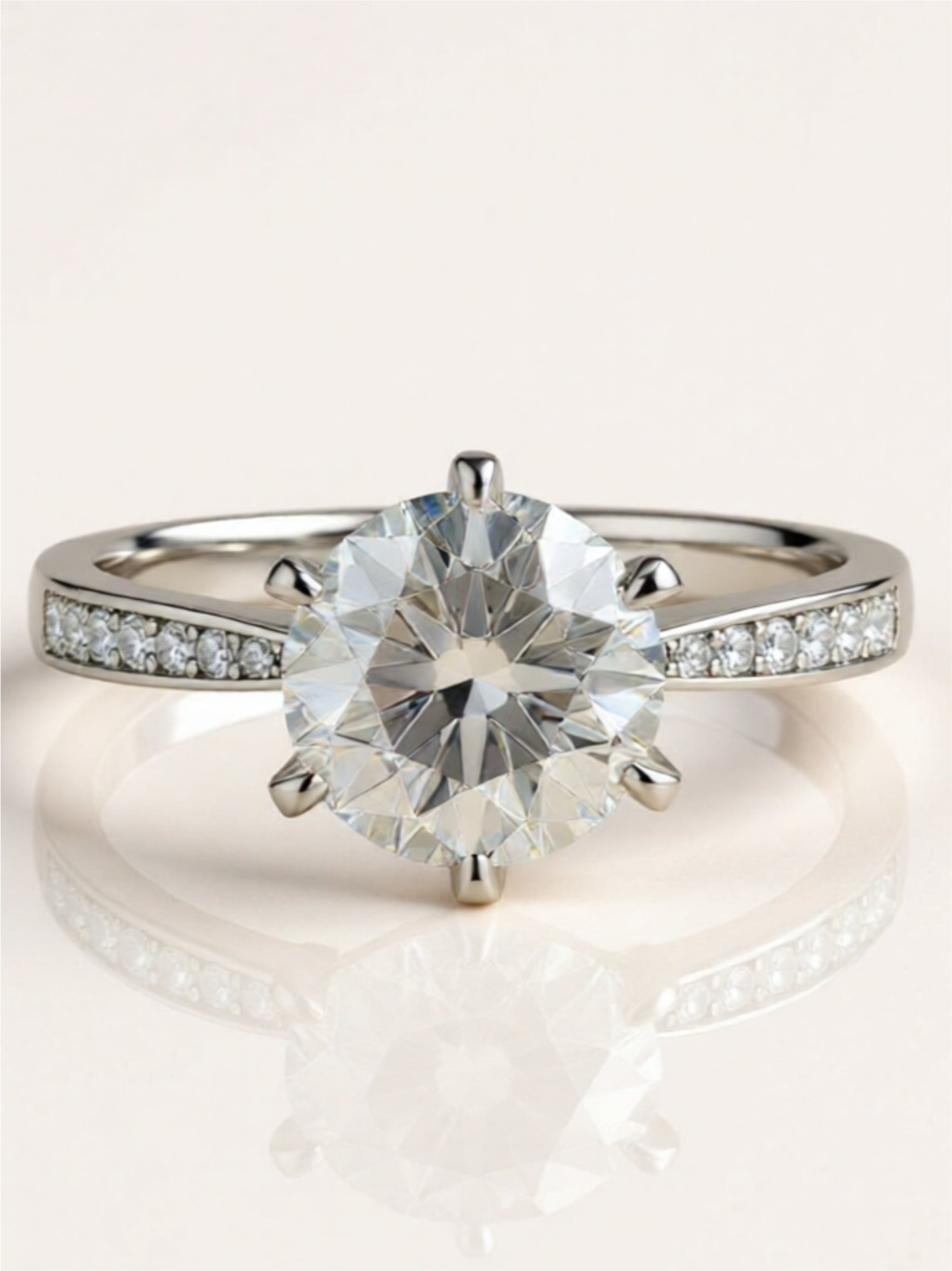 3 Carat Moissanite Side Stone 925 Sterling Silver Ring