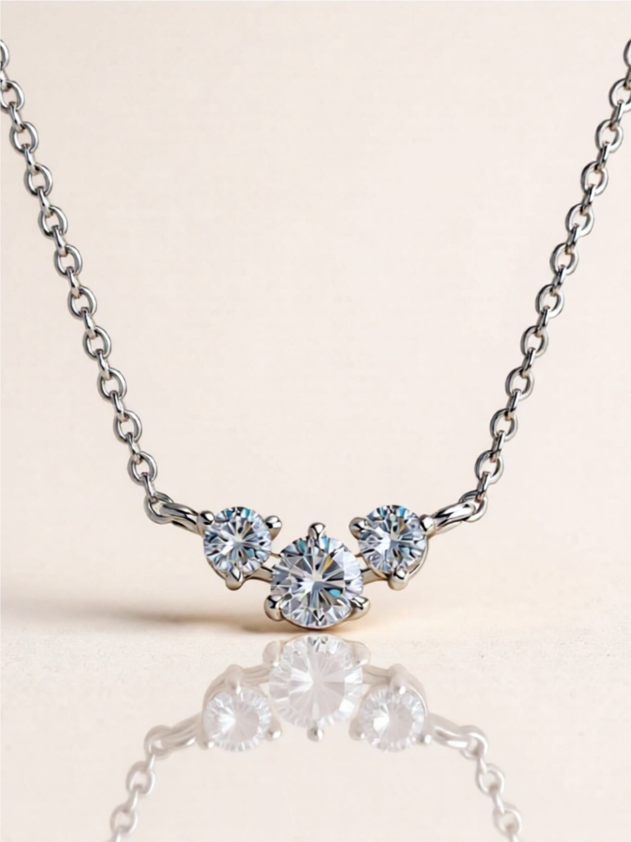 925 Sterling Silver Inlaid Moissanite Necklace