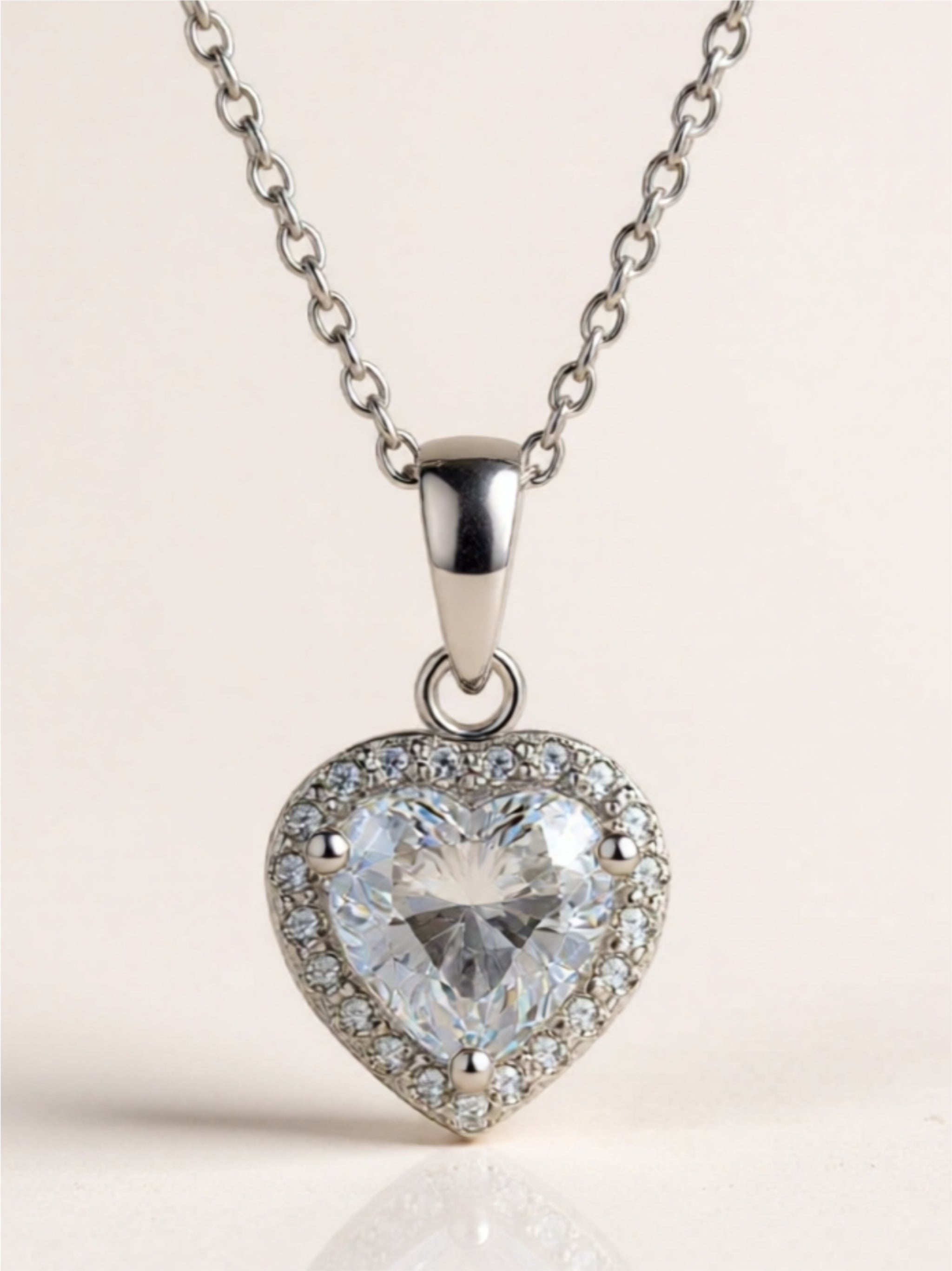 1 Carat Moissanite Heart 925 Sterling Silver Pendant Necklace