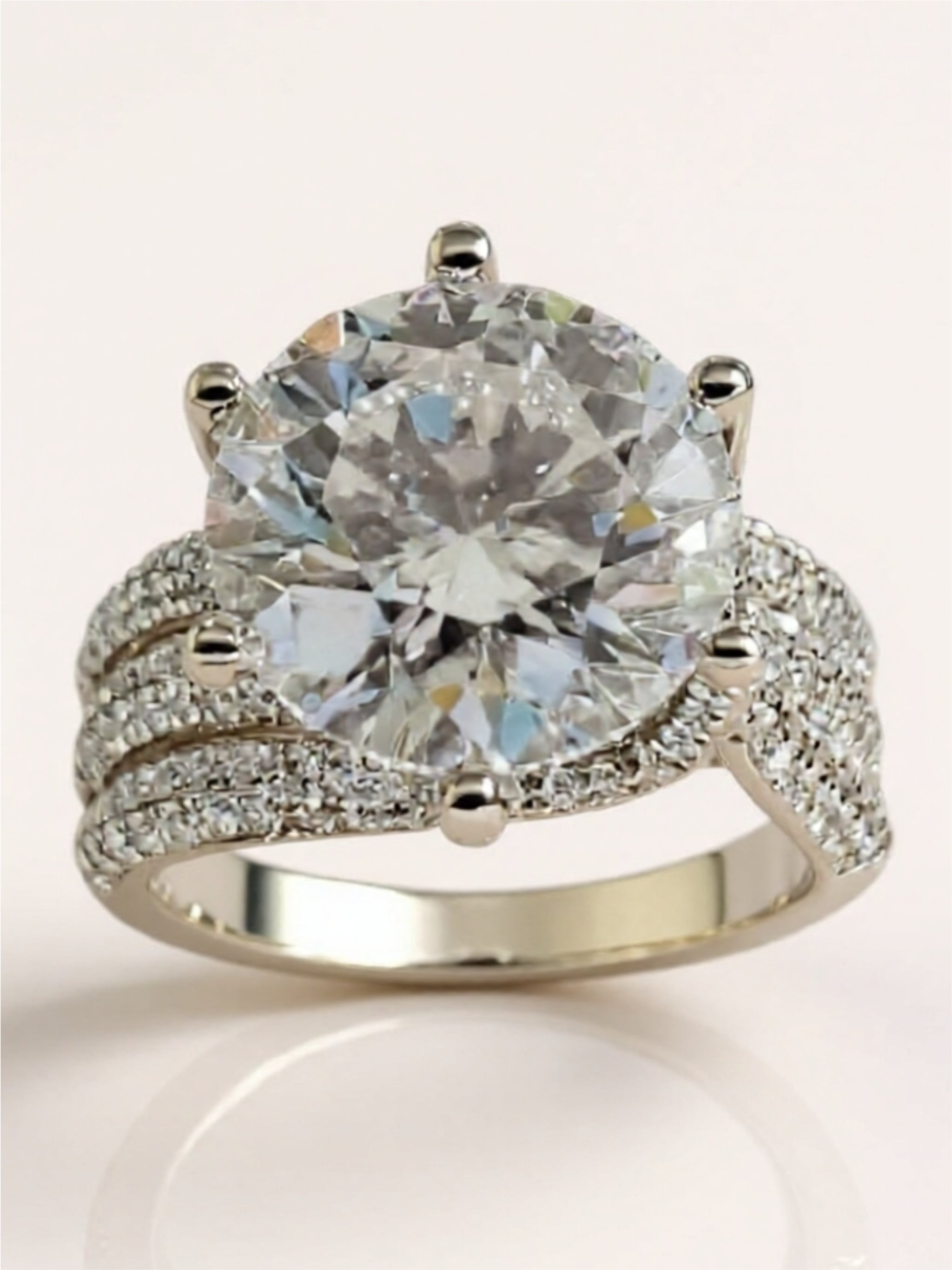 3 Carat Moissanite Three-Layer 925 Sterling Silver Ring