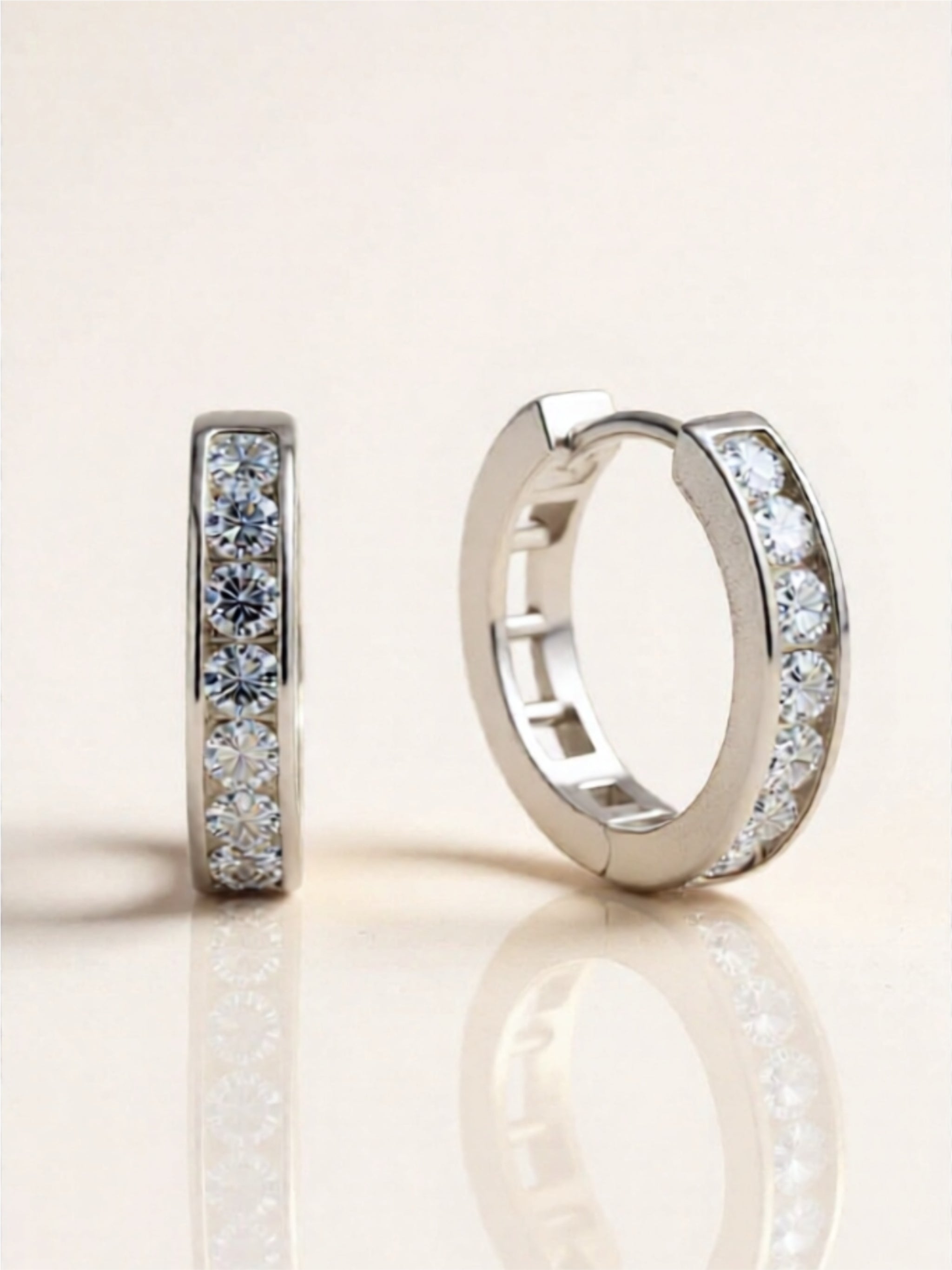 Moissanite 925 Sterling Silver Huggie Earrings
