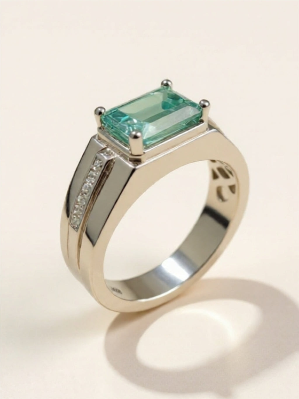 3 Carat 925 Sterling Silver Green Moissanite Ring