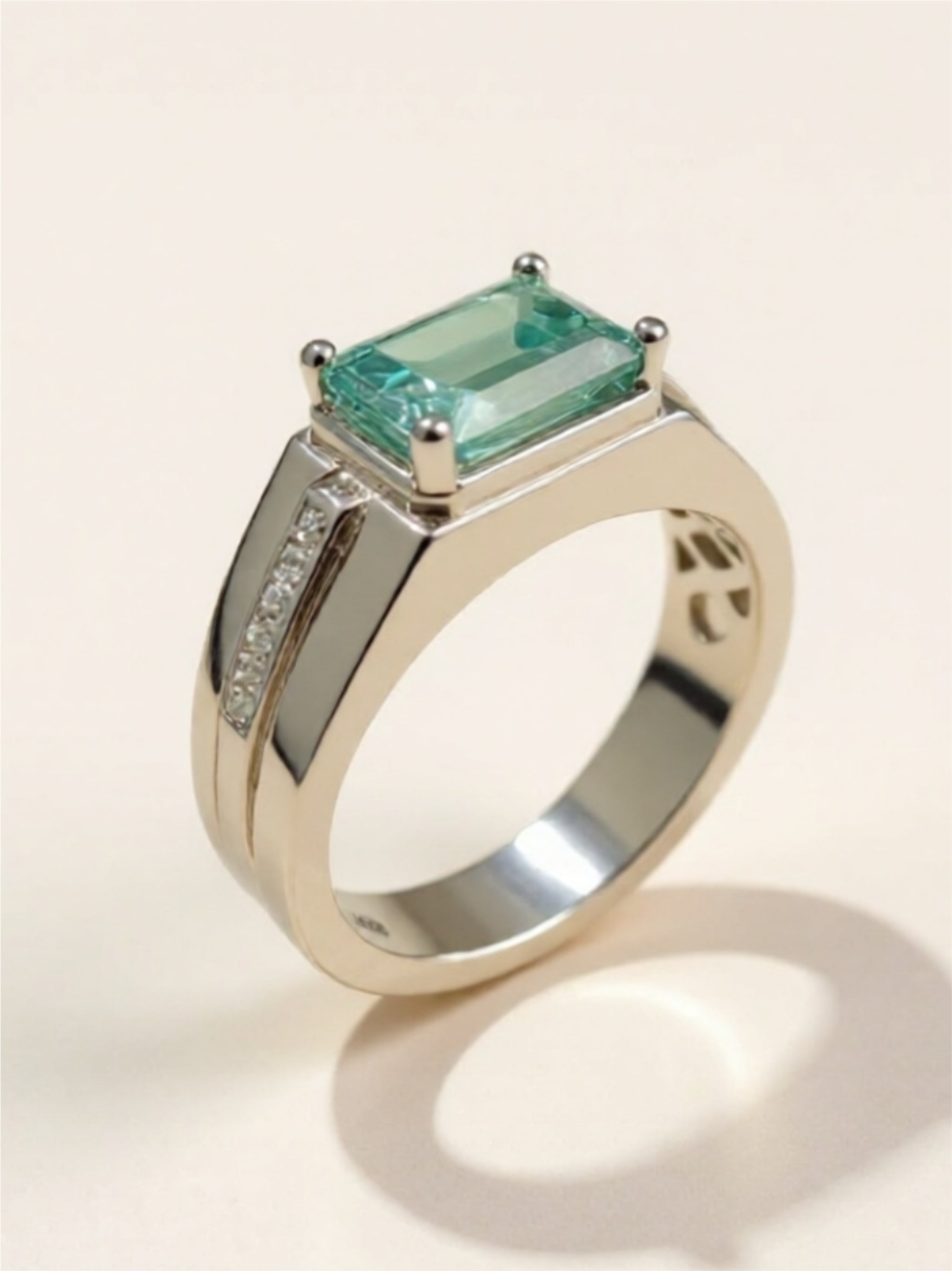 3 Carat 925 Sterling Silver Green Moissanite Ring