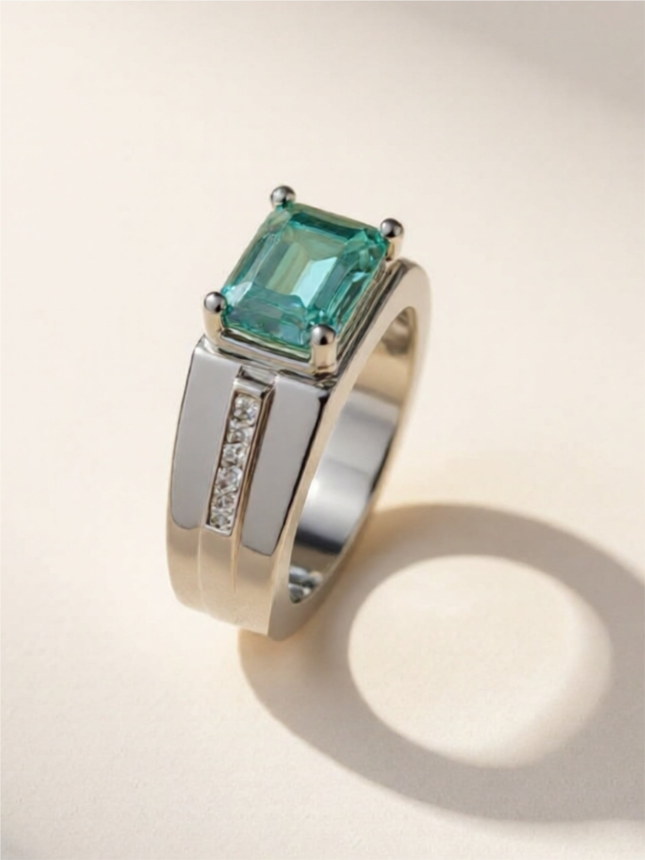 3 Carat 925 Sterling Silver Green Moissanite Ring