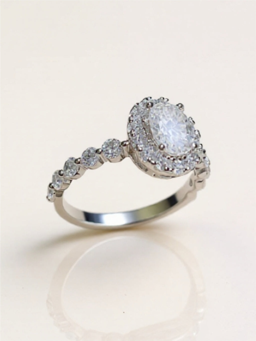 1 Carat Moissanite 925 Sterling Silver Halo Ring