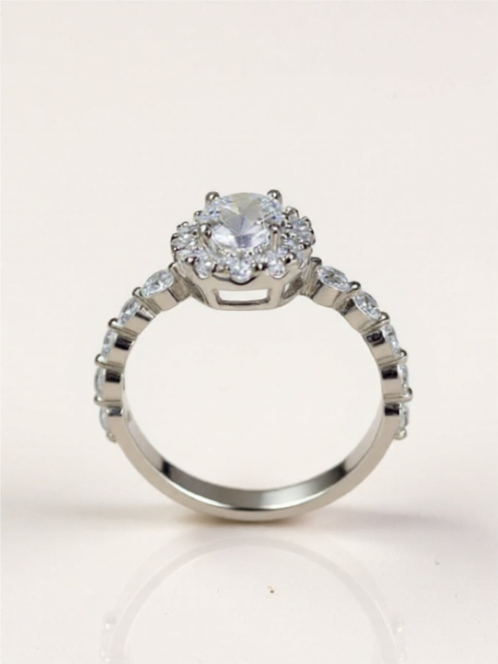 1 Carat Moissanite 925 Sterling Silver Halo Ring