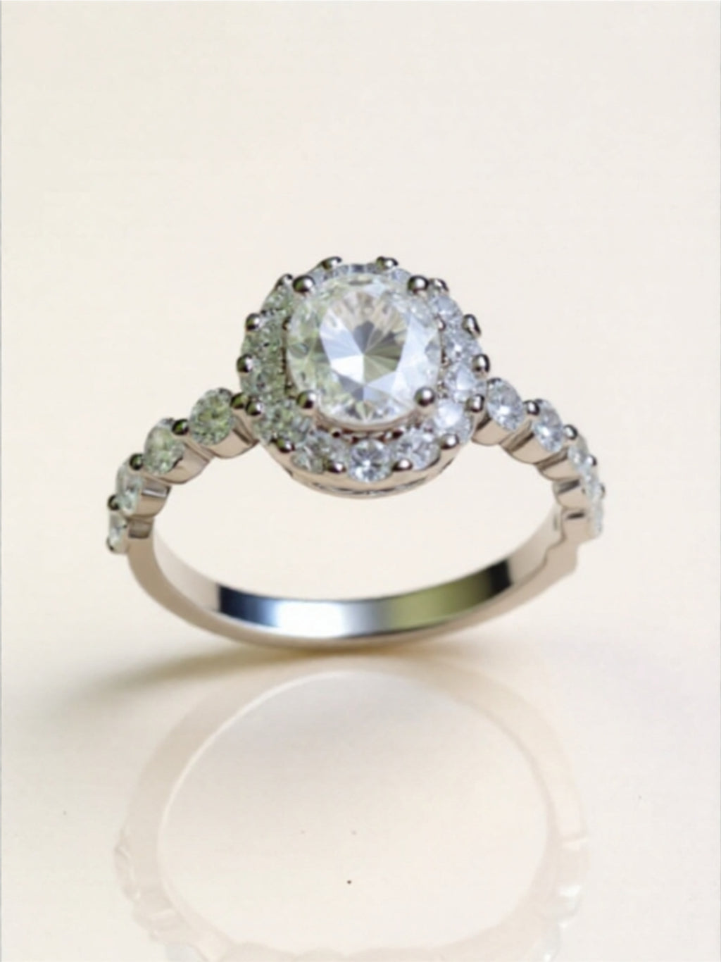 1 Carat Moissanite 925 Sterling Silver Halo Ring