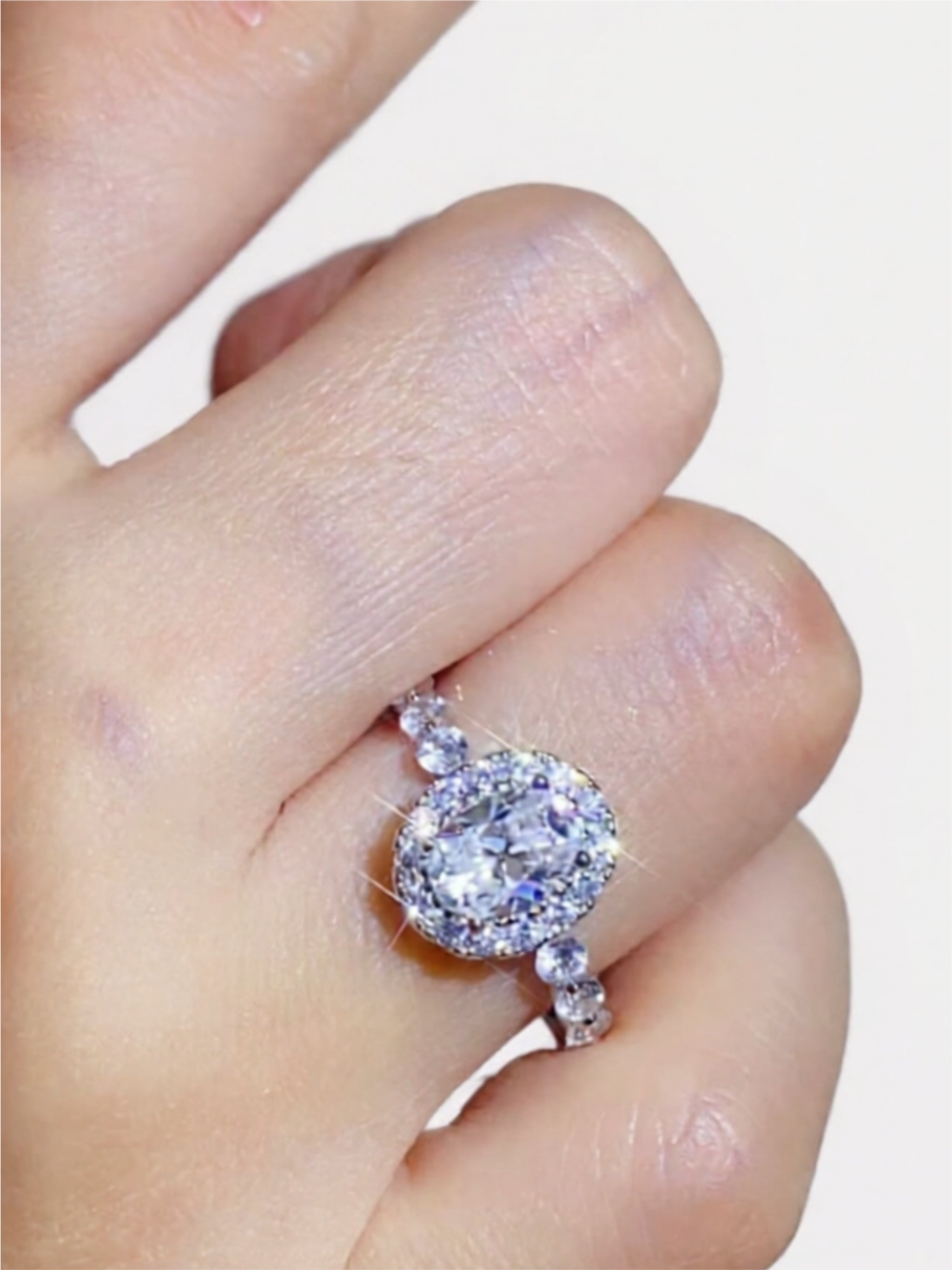 1 Carat Moissanite 925 Sterling Silver Halo Ring