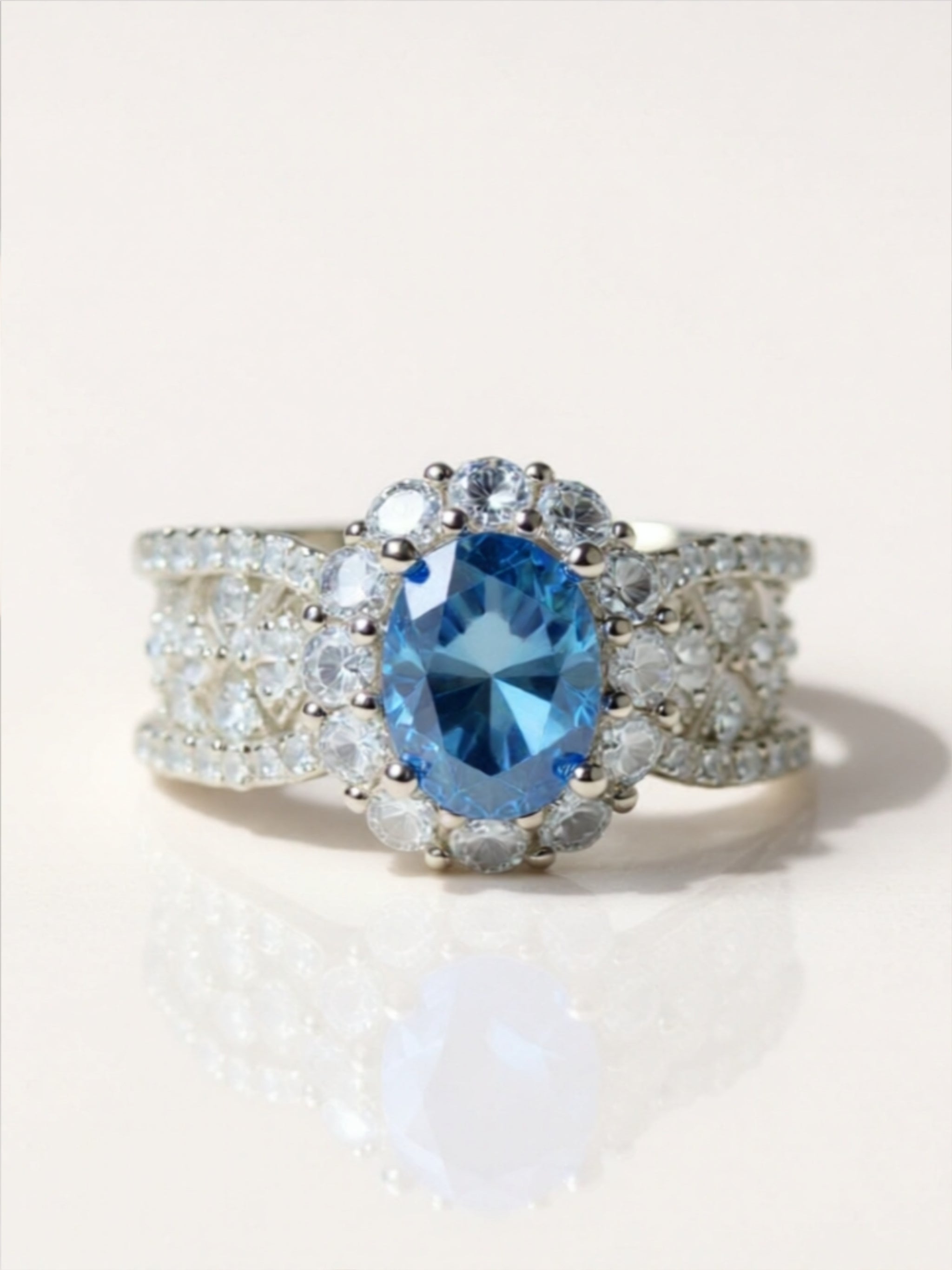 1 Carat Moissanite & CZ 925 Sterling Silver Ring