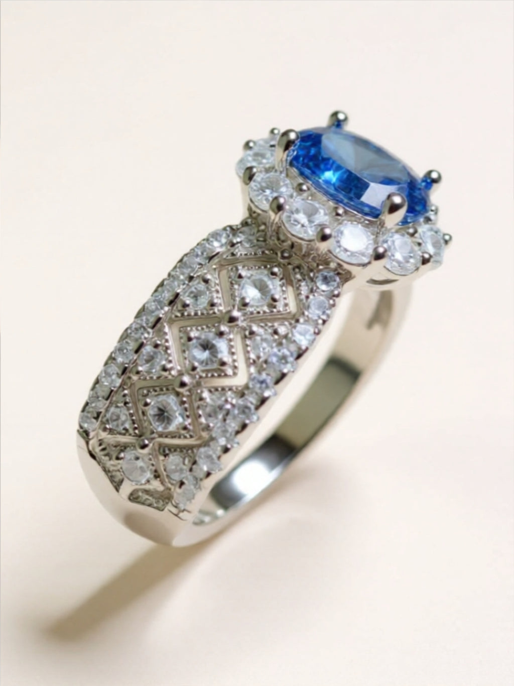 1 Carat Moissanite & CZ 925 Sterling Silver Ring