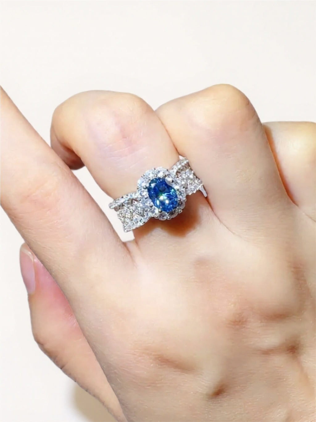 1 Carat Moissanite & CZ 925 Sterling Silver Ring