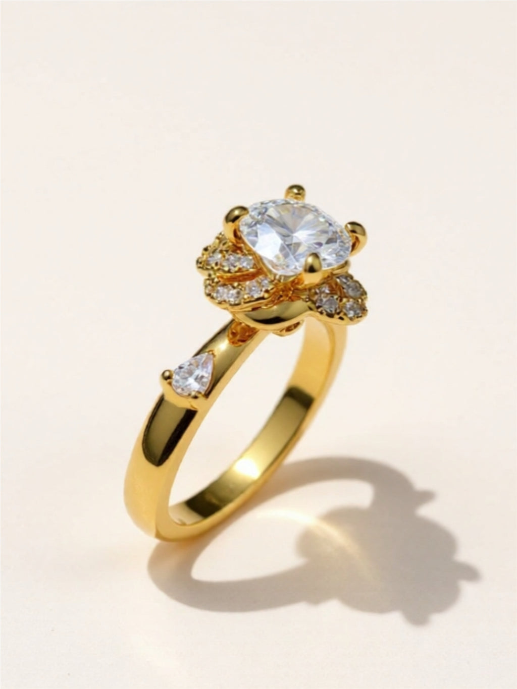 1 Carat Moissanite & CZ Gold Vermeil Ring