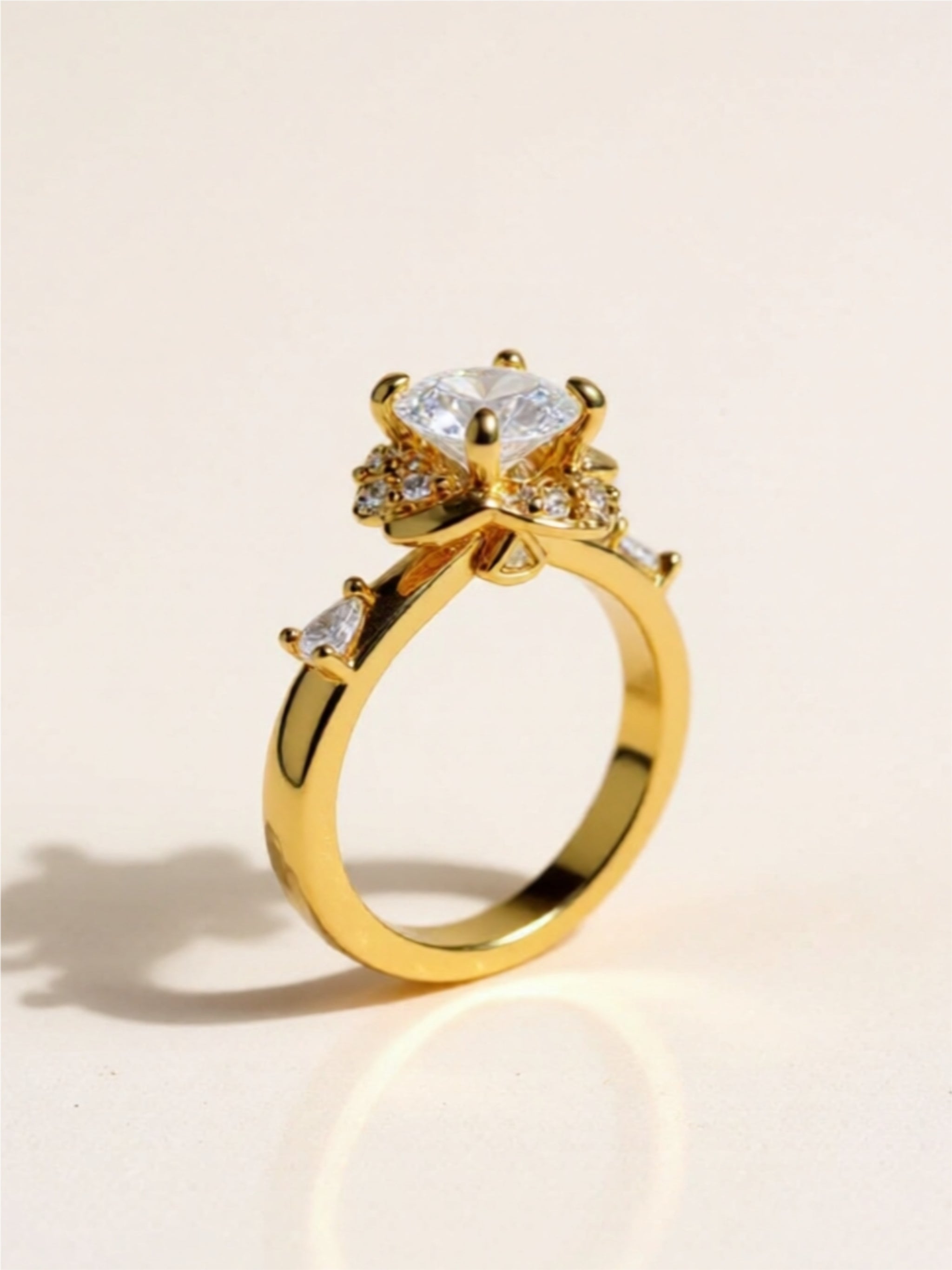 1 Carat Moissanite & CZ Gold Vermeil Ring
