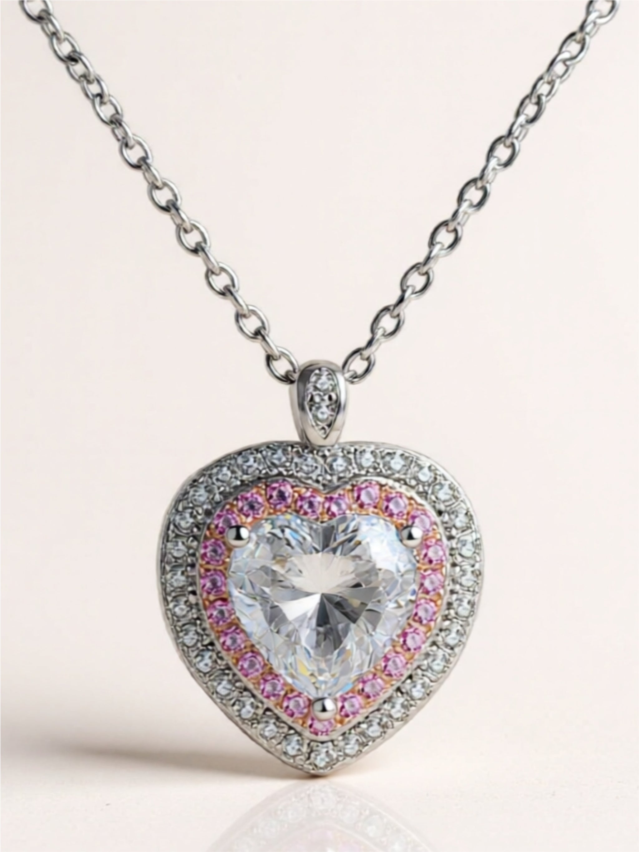 925 Sterling Silver 1 Carat Moissanite Heart Pendant Necklace