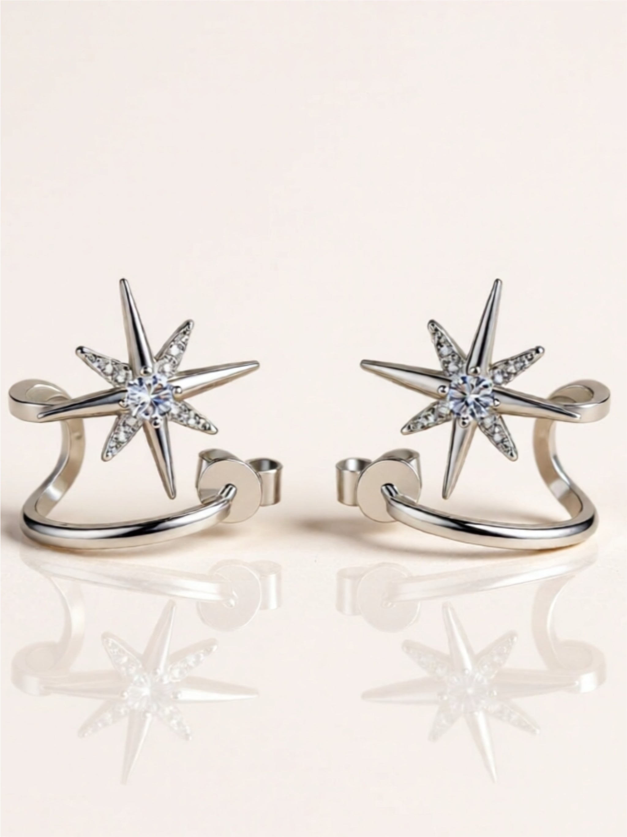 Moissanite Star 925 Sterling SIlver Earrings