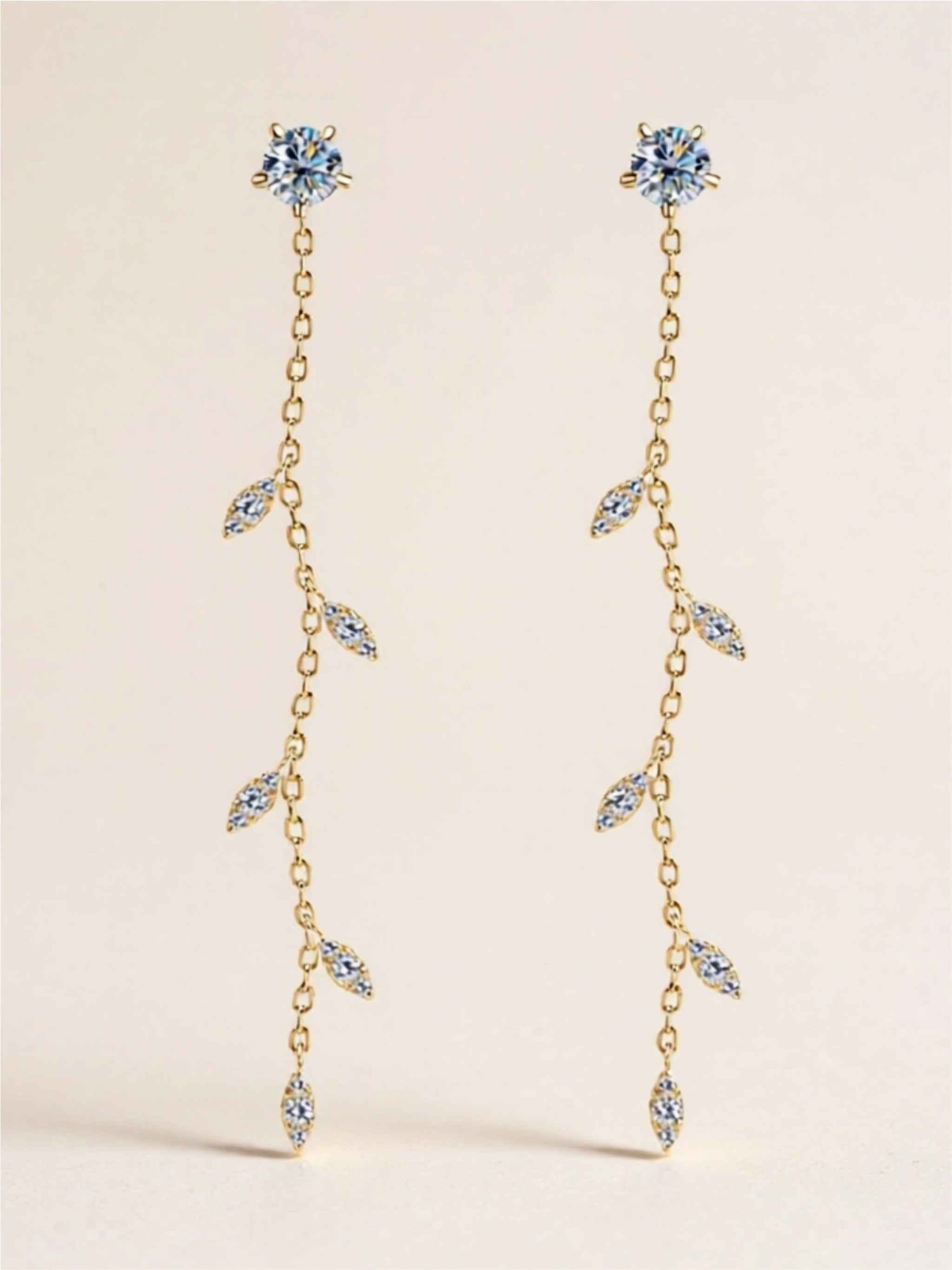 1.38 Carat Moissanite 925 Sterling Silver Leaf Earrings