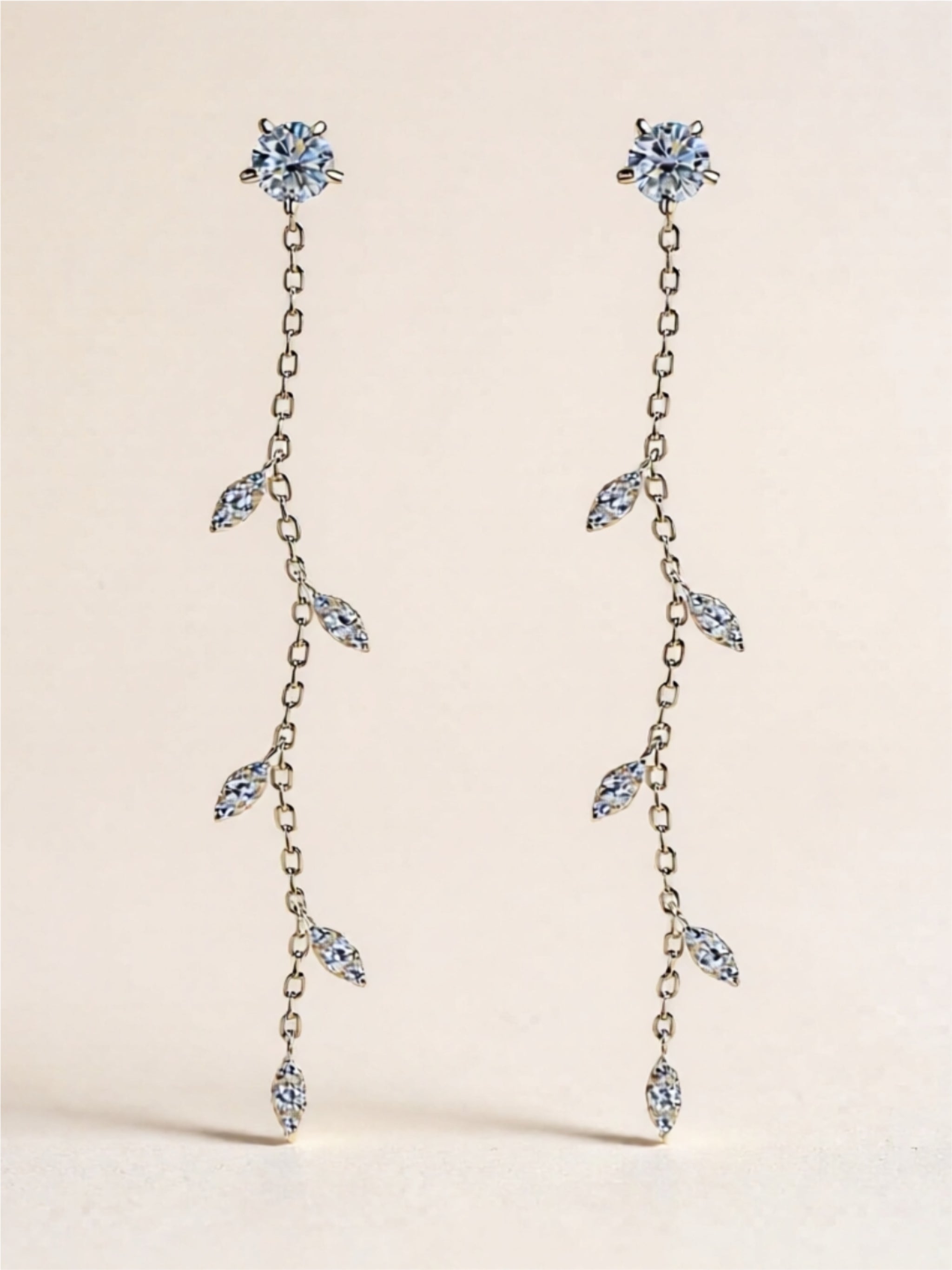 1.38 Carat Moissanite 925 Sterling Silver Leaf Earrings