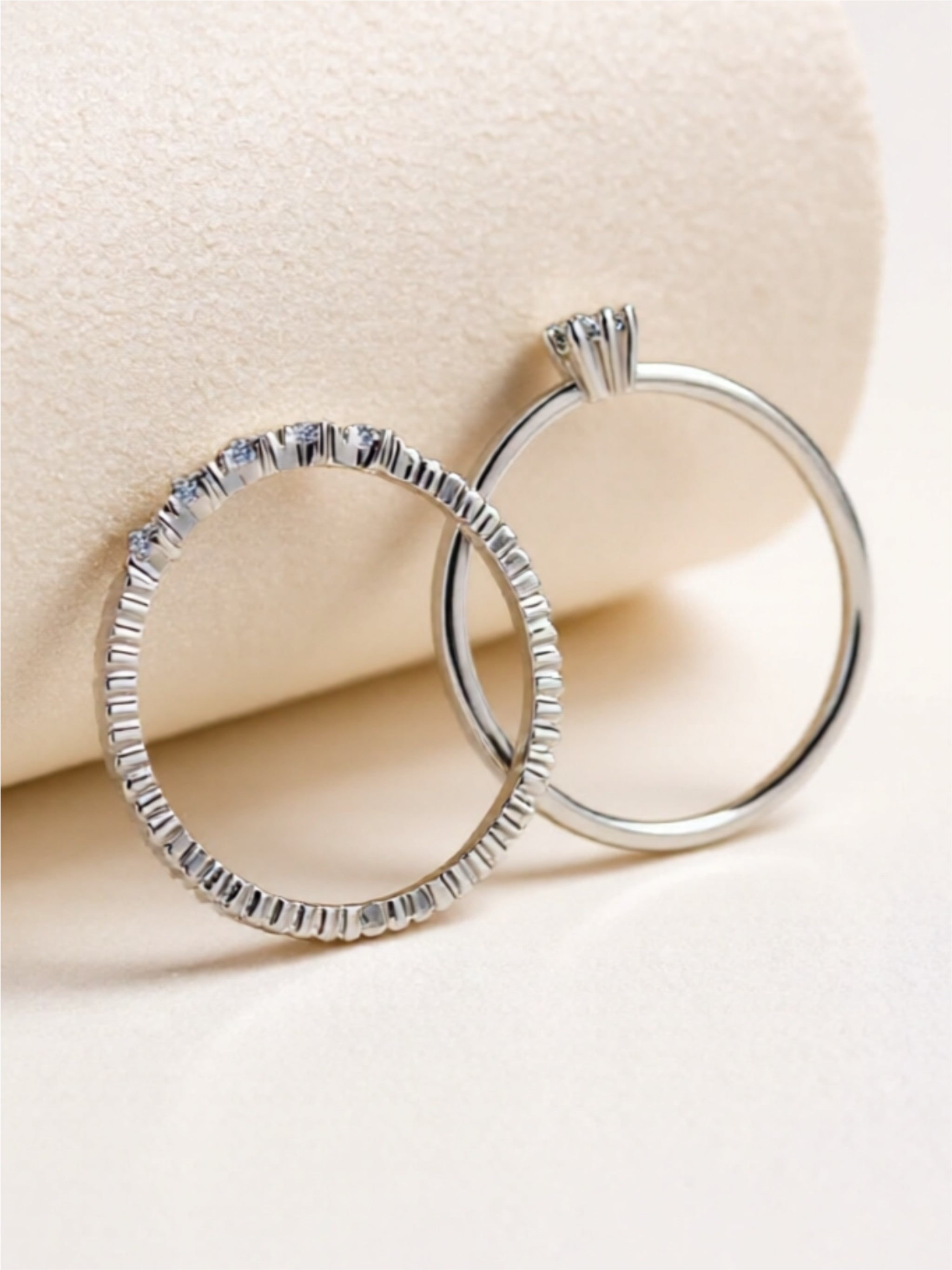 Moissanite 925 Sterling Silver Two-Piece Ring Set