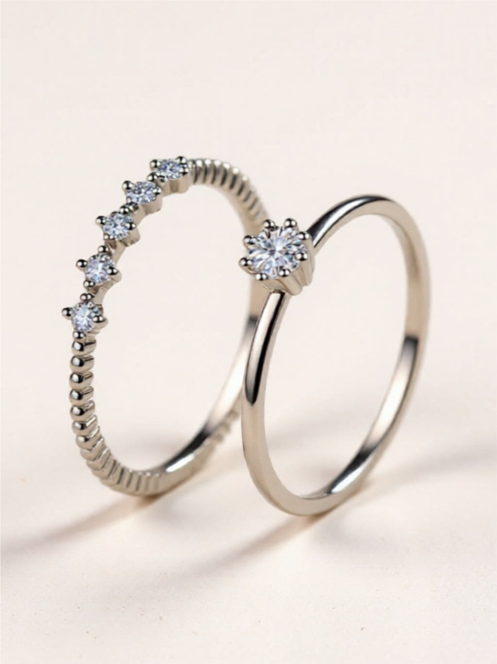 Moissanite 925 Sterling Silver Two-Piece Ring Set