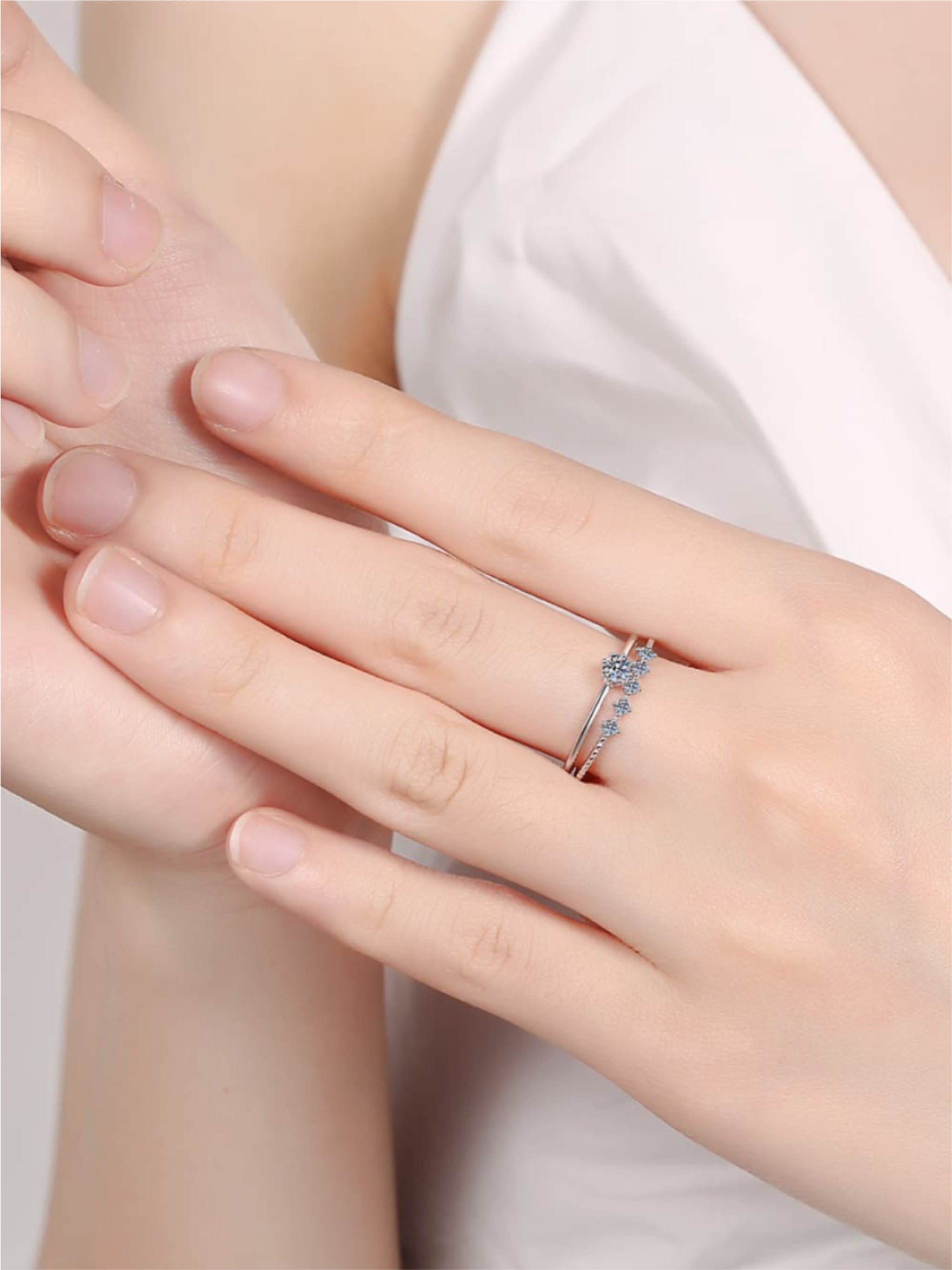 Moissanite 925 Sterling Silver Two-Piece Ring Set