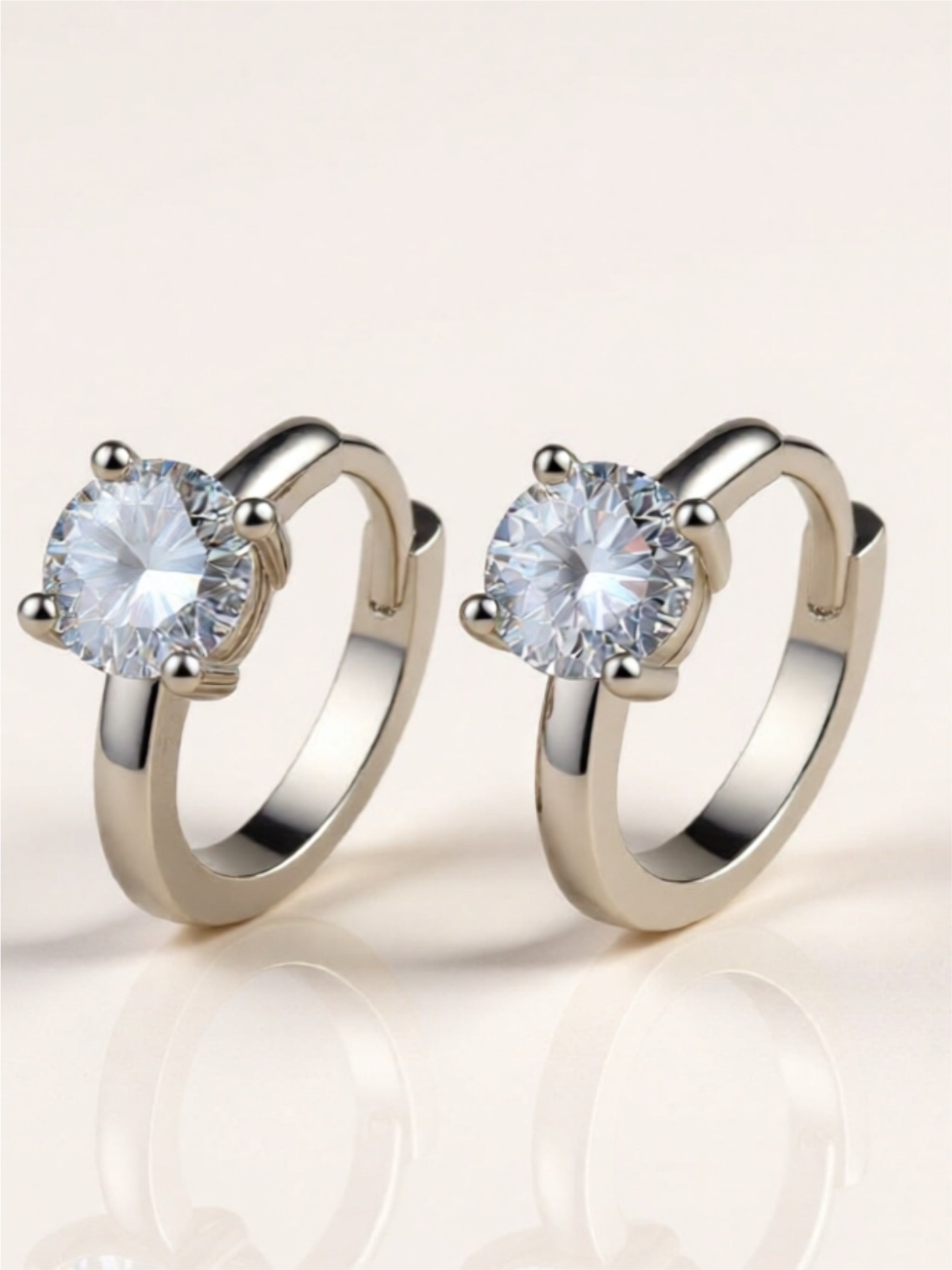 Moissanite Huggie 925 Sterling Silver Earrings