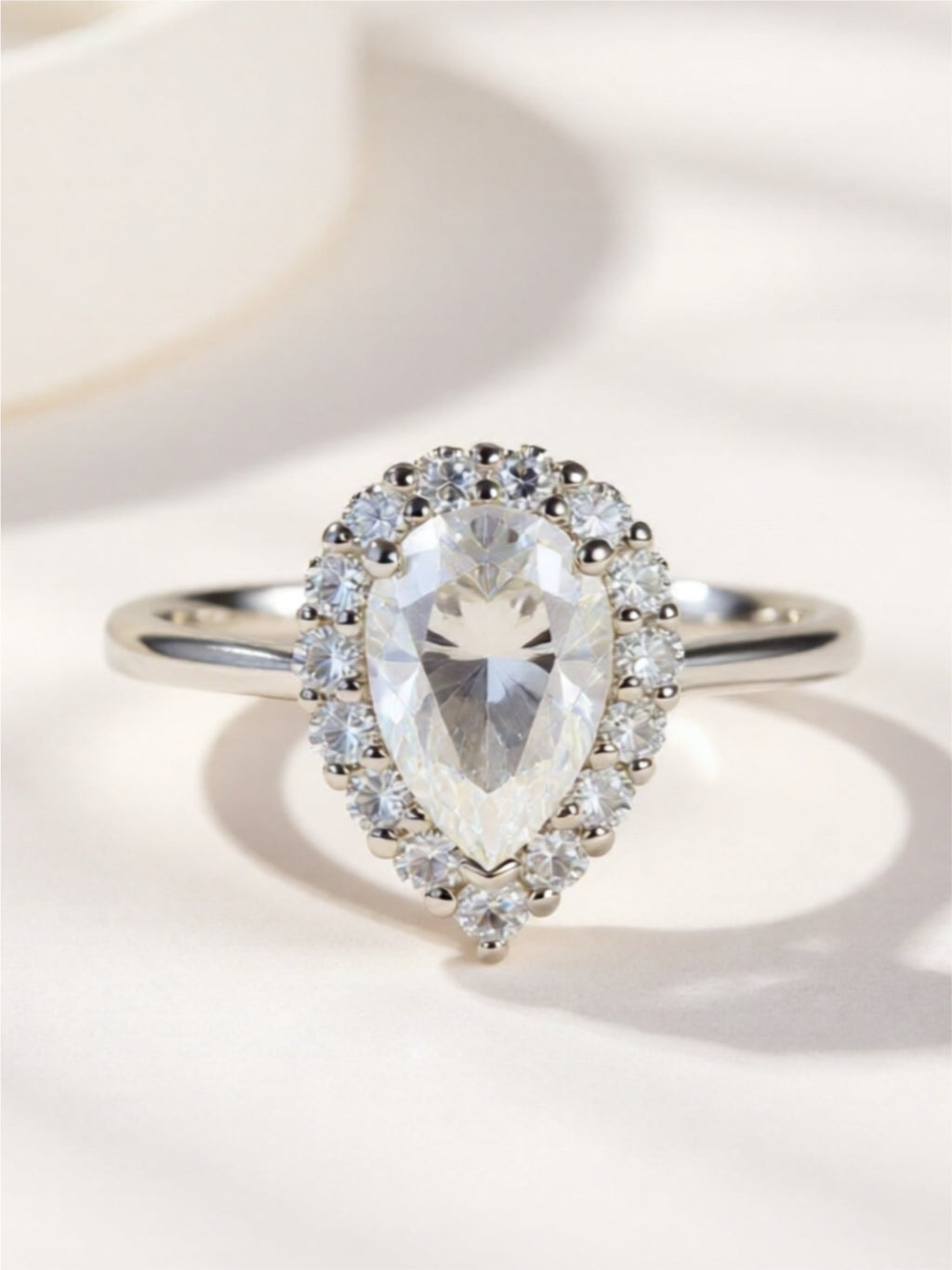 1.5 Carat Moissanite Teardrop 925 Sterling Silver Ring