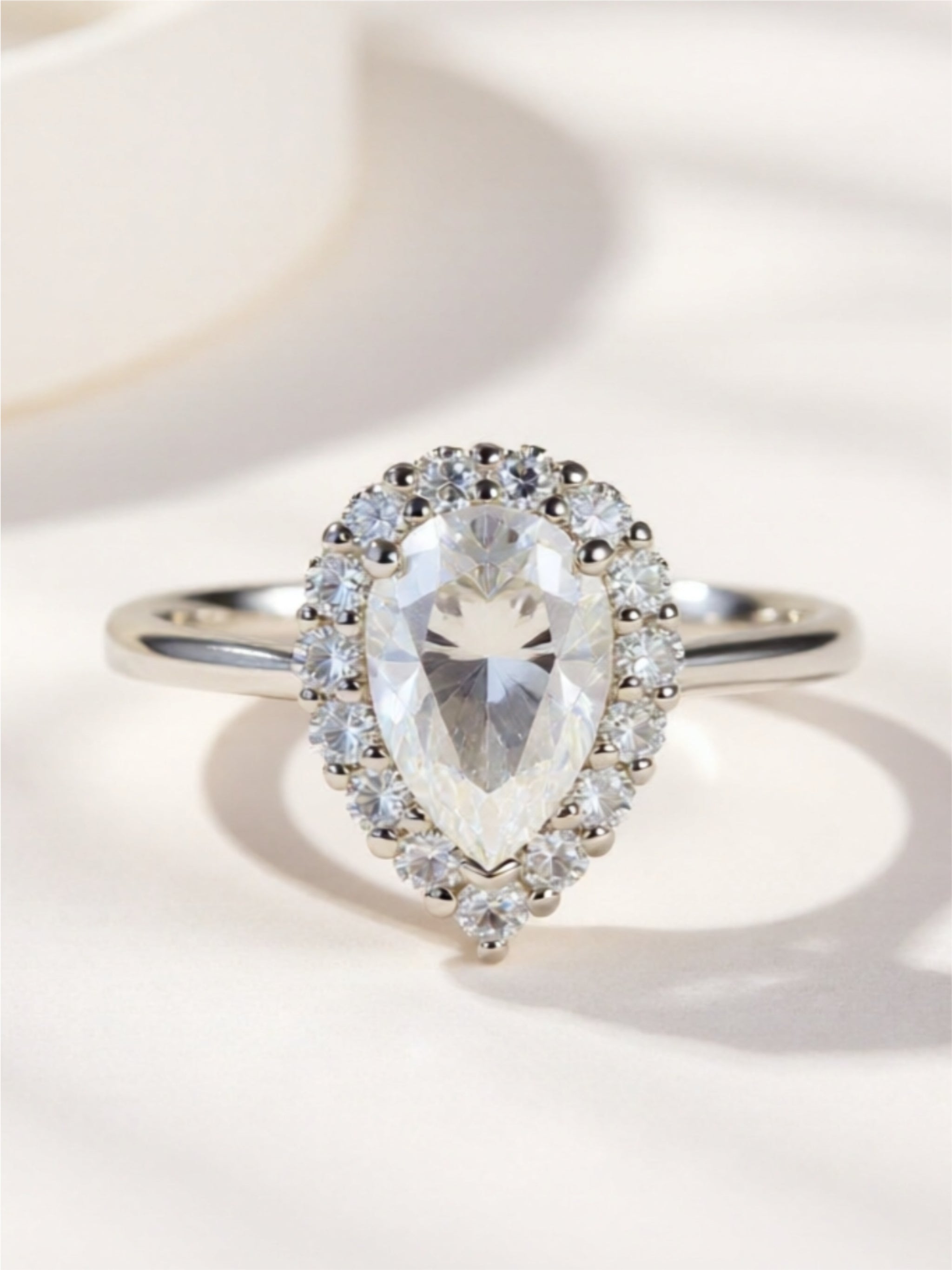 1.5 Carat Moissanite Teardrop 925 Sterling Silver Ring