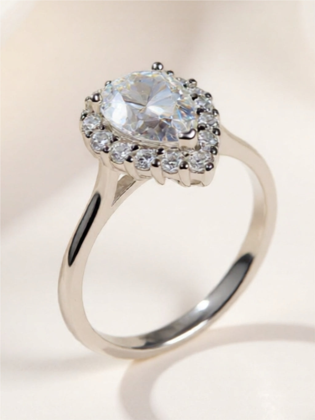 1.5 Carat Moissanite Teardrop 925 Sterling Silver Ring