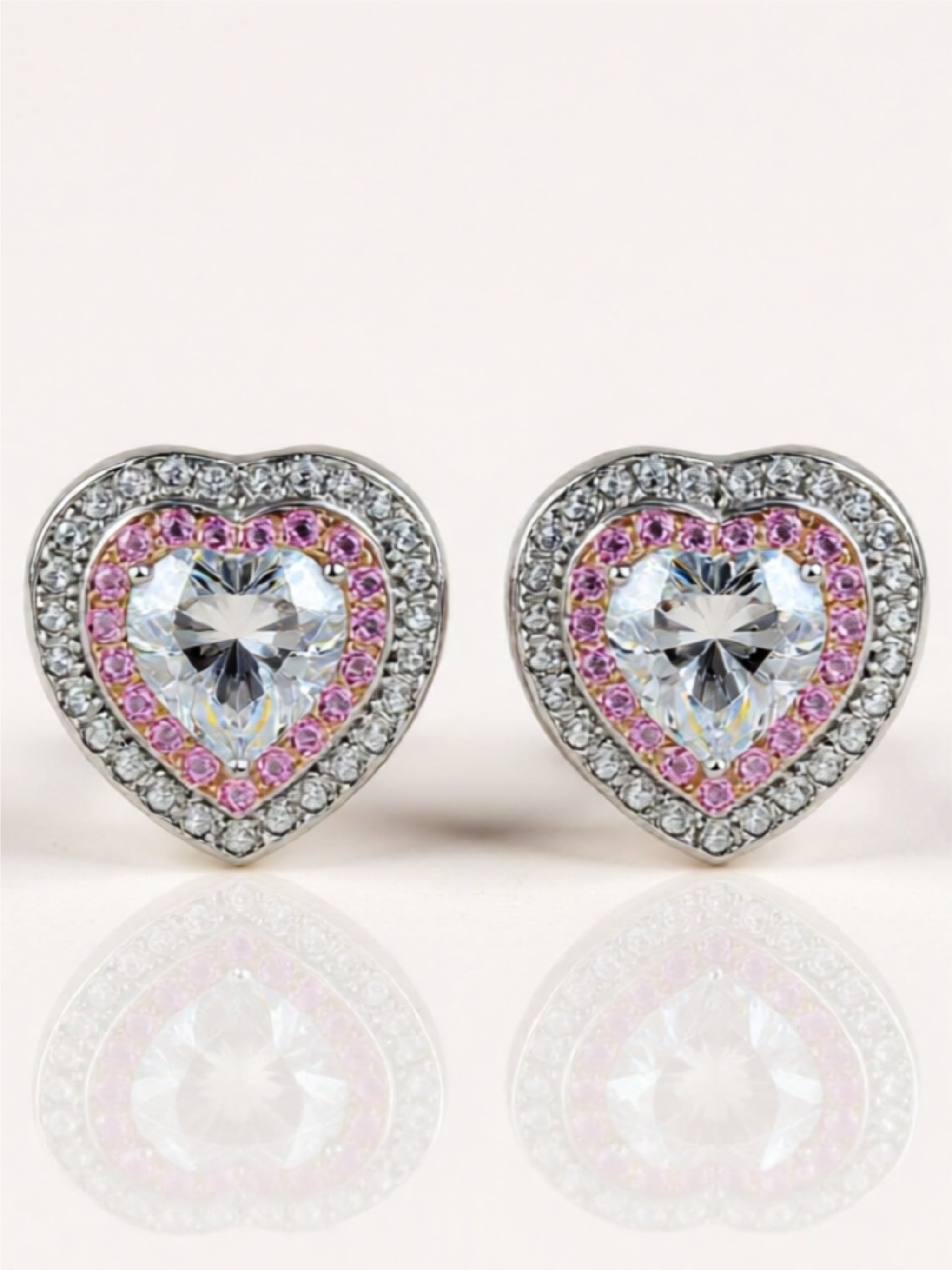 Moissanite Heart 925 Sterling Silver Stud Earrings