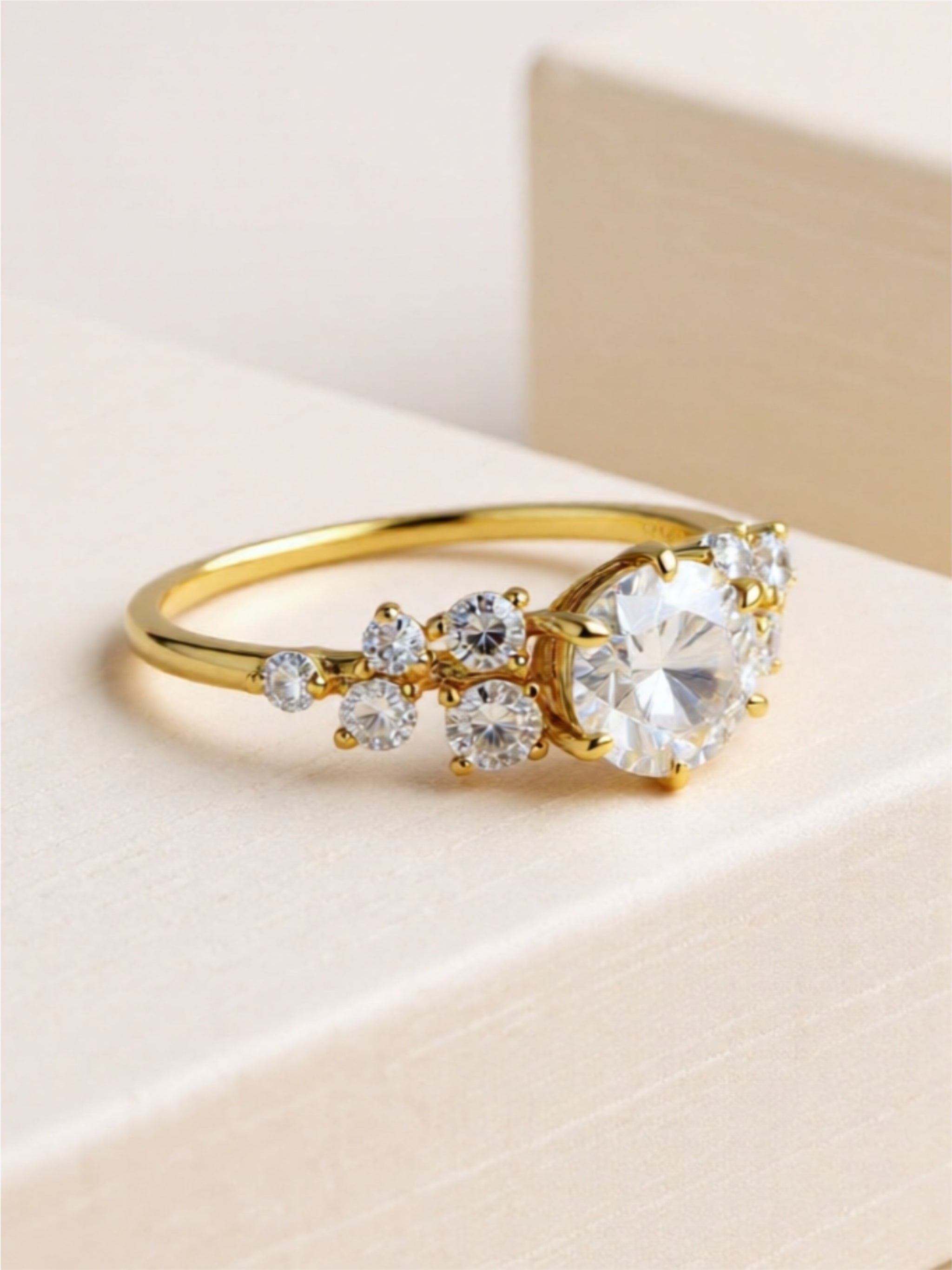 1 Carat Moissanite Gold Vermeil Ring