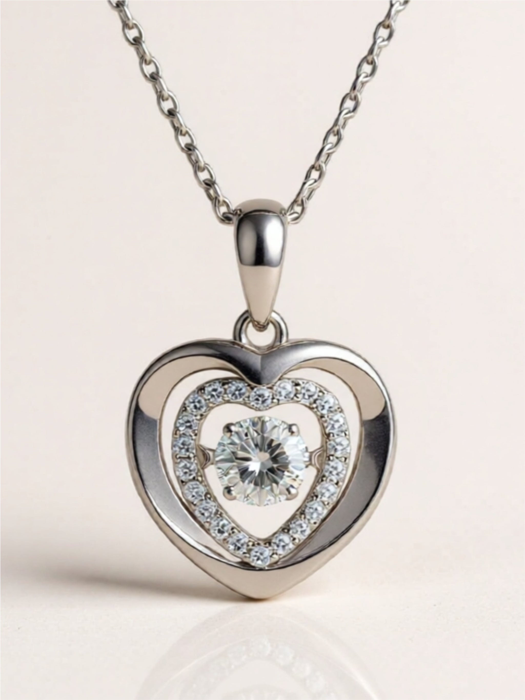 Moissanite Heart 925 Sterling Silver Pendant Necklace