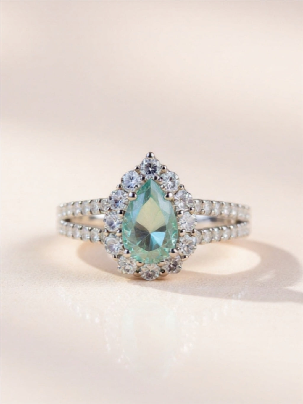 1 Carat Turquoise Moissanite 925 Sterling Silver Ring