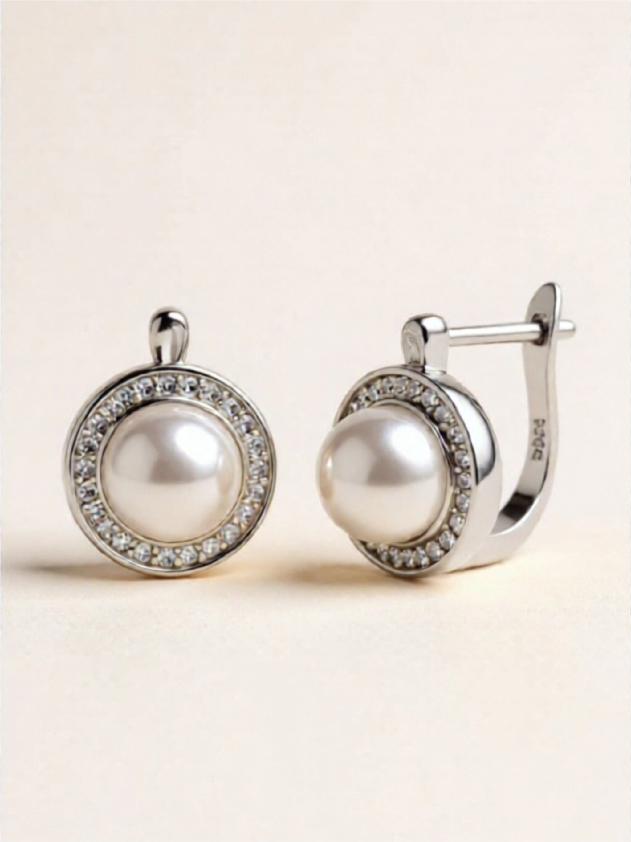 Moissanite Pearl 925 Sterling Silver Earrings