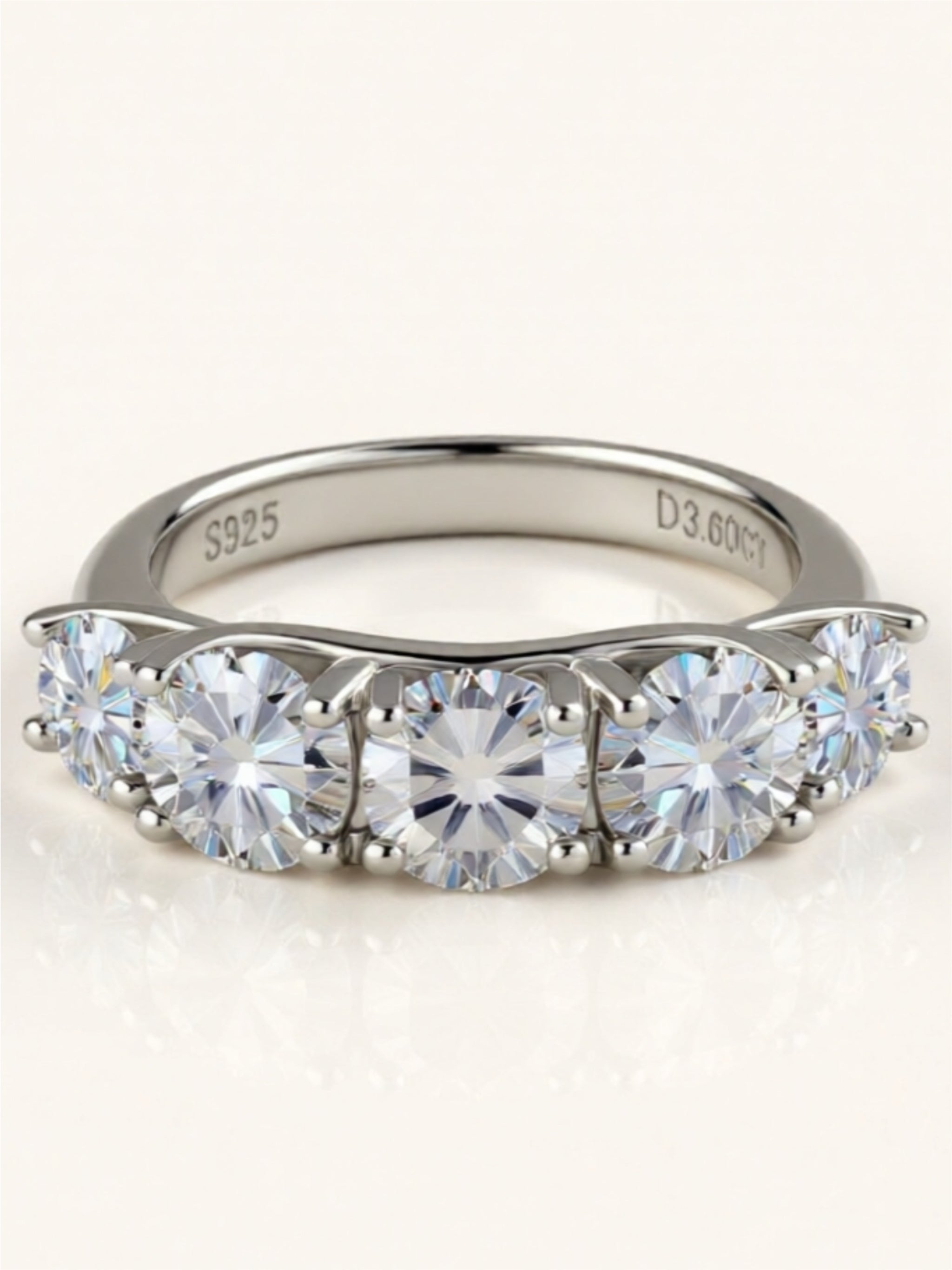1 Carat Moissanite 925 Sterling Silver Half-Eternity Ring