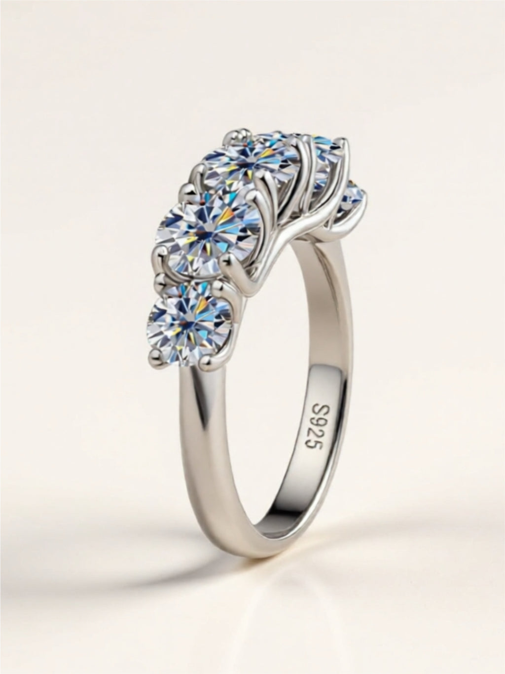 1 Carat Moissanite 925 Sterling Silver Half-Eternity Ring