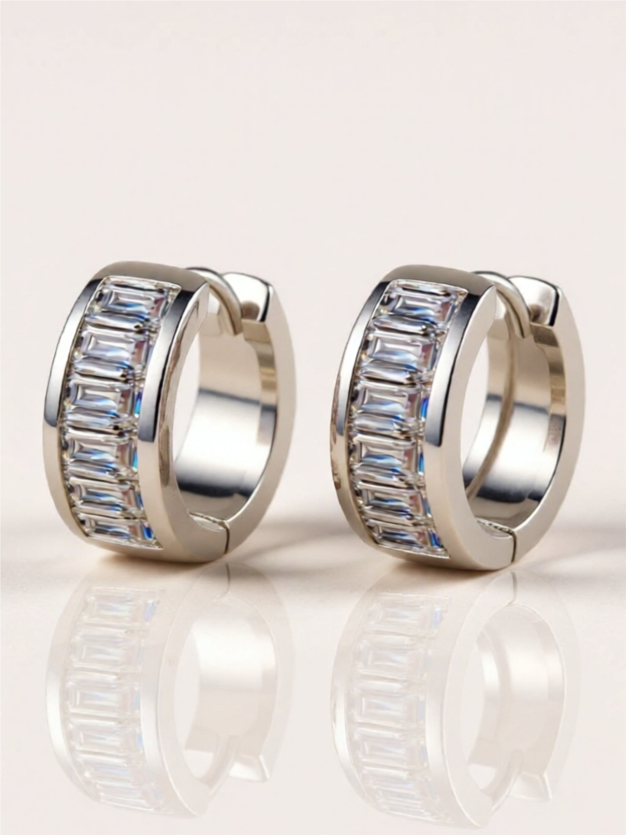 1.8 Carat Moissanite 925 Sterling Silver Huggie Earrings