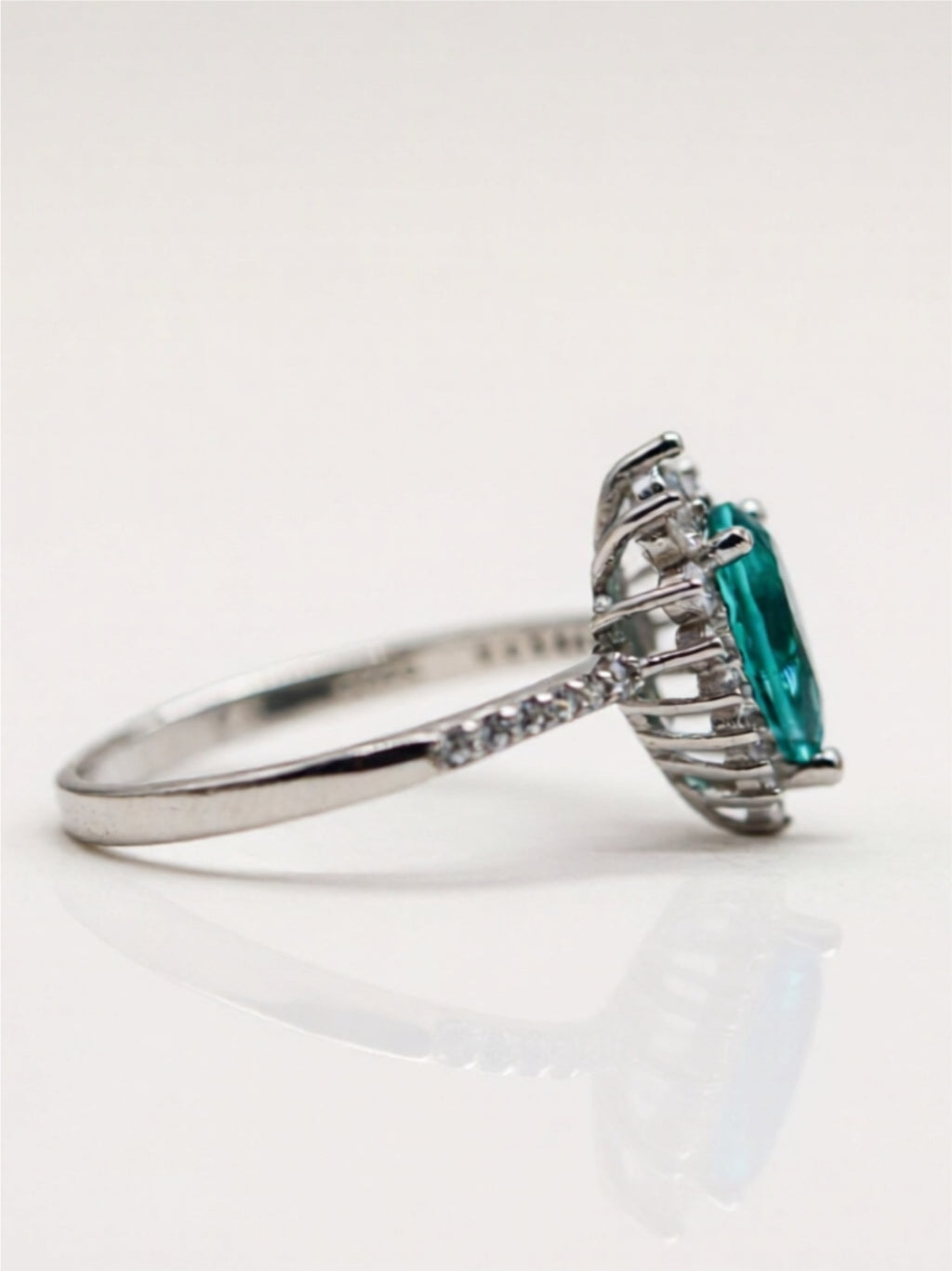 Paraiba Blue CZ Pear 925 Sterling Silver Ring