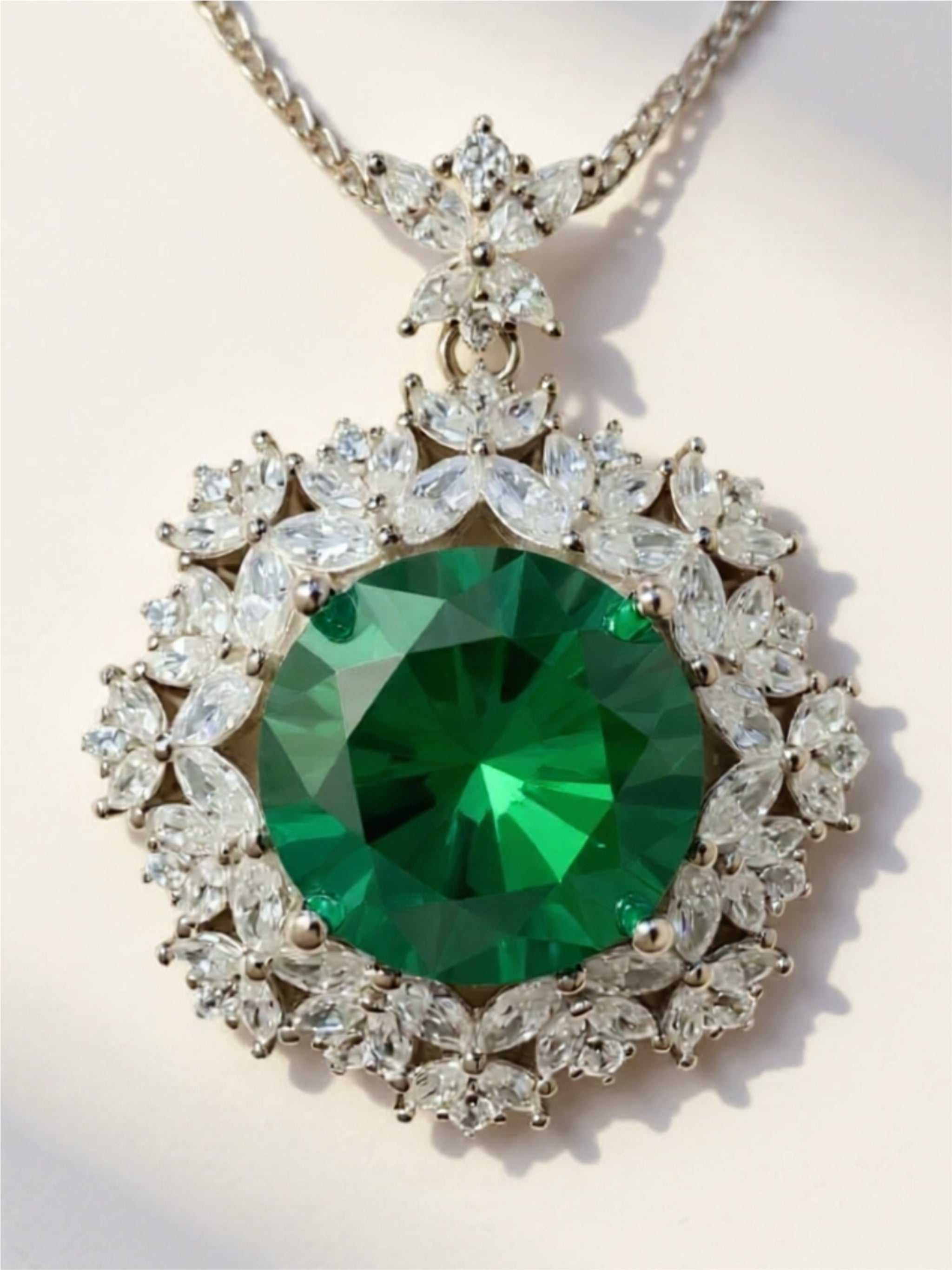 10 Carat Green Moissanite 925 Sterling Silver Pendant Necklace