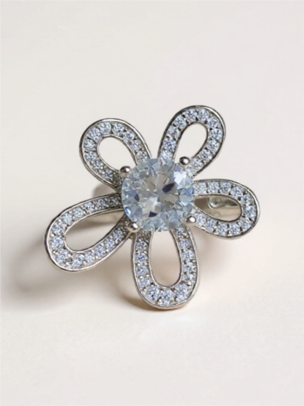 1 Carat Moissanite Flower 925 Sterling Silver Open Ring