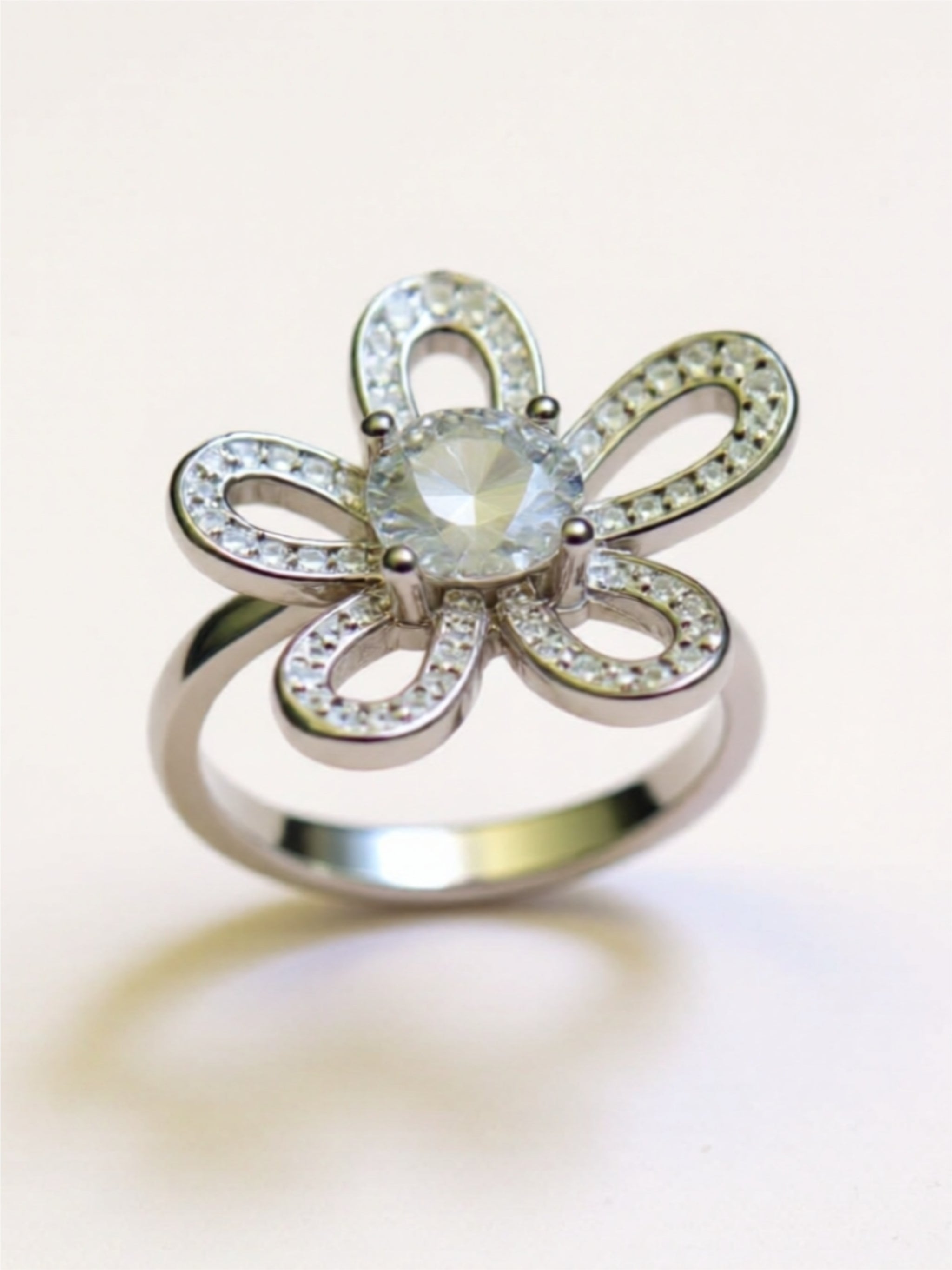 1 Carat Moissanite Flower 925 Sterling Silver Open Ring